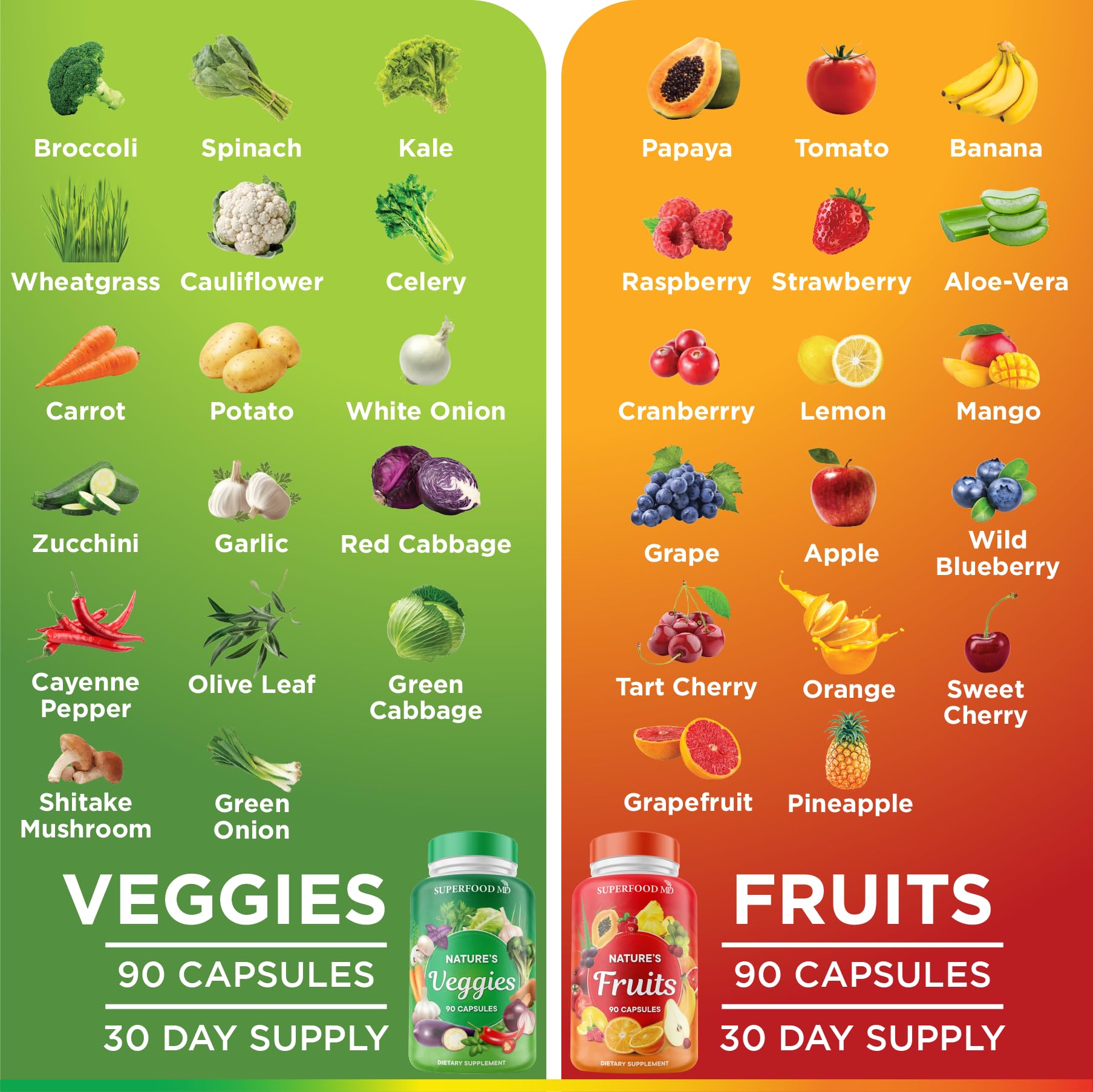 Foto 5 | Suplemento Superfood Md Superfood 180 Frutas, 180 Cápsulas Vegetarianas - Venta Internacional.