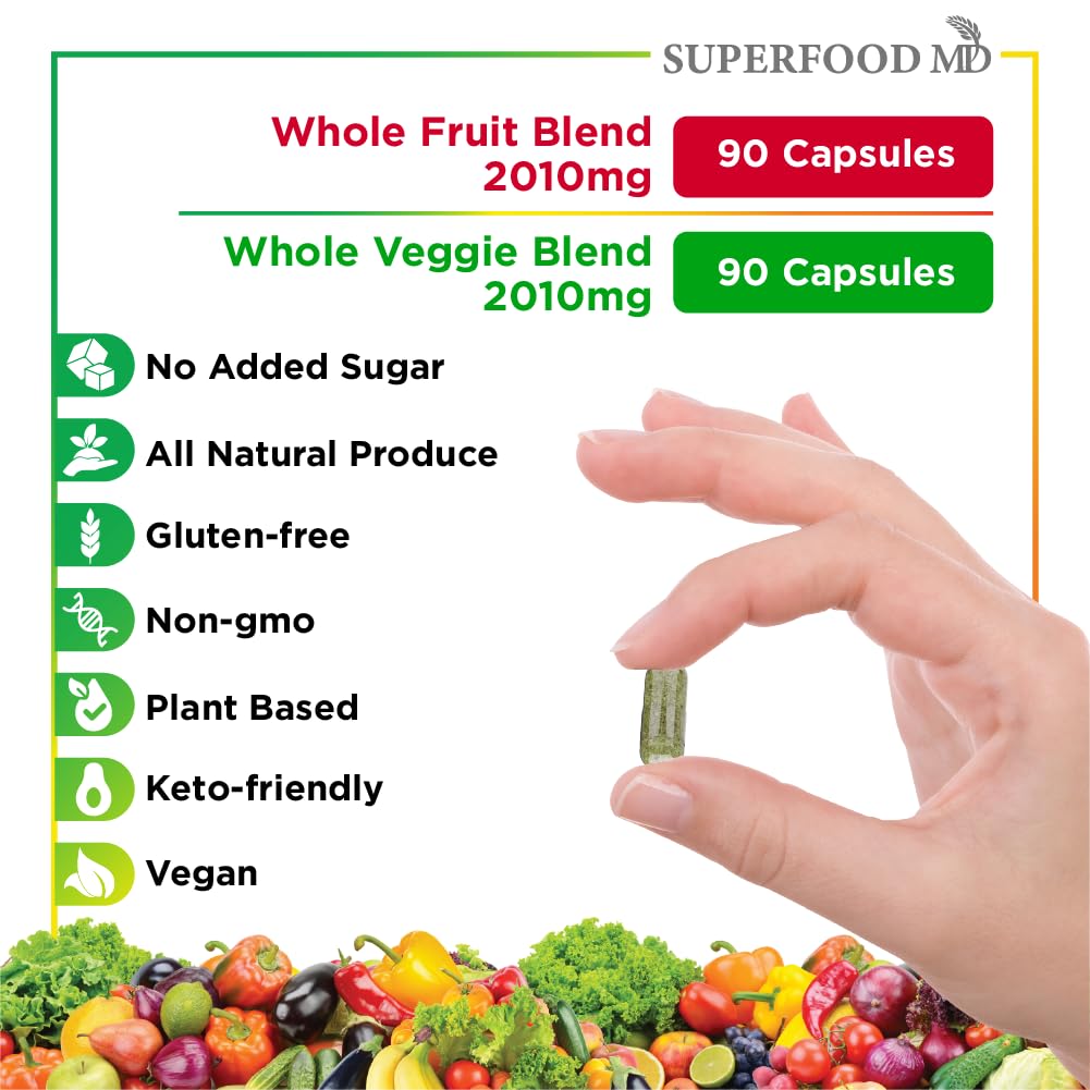 Foto 7 pulgar | Suplemento Superfood Md Superfood 180 Frutas, 180 Cápsulas Vegetarianas - Venta Internacional.