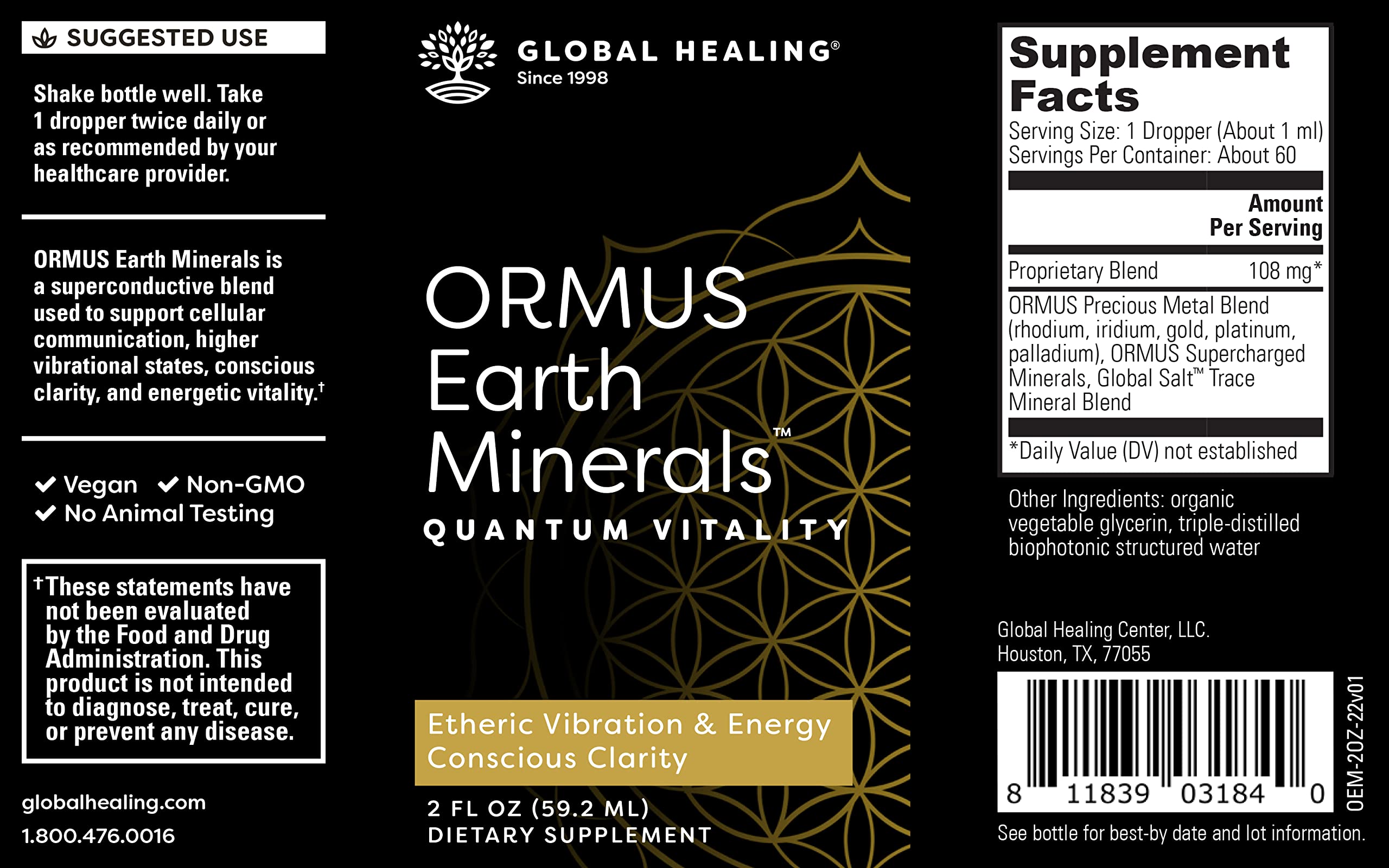 Foto 2 | Suplemento Ormus Earth Minerals de Global Healing Center 60 ml - Venta Internacional