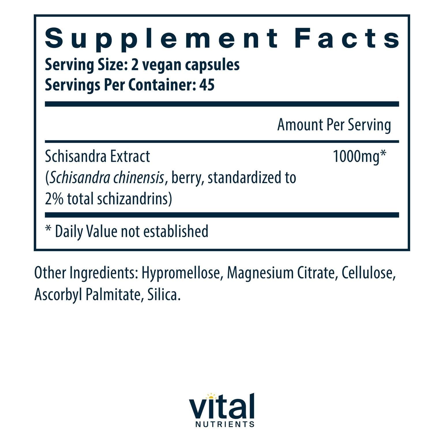 Foto 3 pulgar | Suplemento de Extracto de Schisandra Vital Nutrients 1000 mg 90 Cápsulas - Venta Internacional