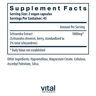 Foto 2 | Suplemento de Extracto de Schisandra Vital Nutrients 1000 mg 90 Cápsulas - Venta Internacional