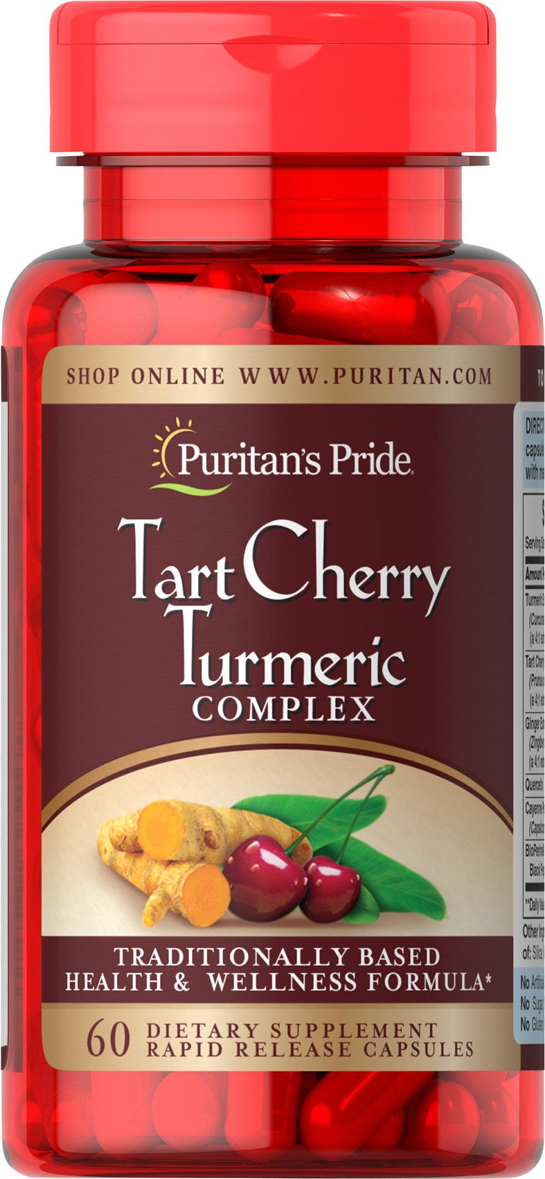 Foto 1 | Suplemento Puritan's Pride Tart, Cereza Y Cúrcuma, 60 Cápsulas - Venta Internacional.