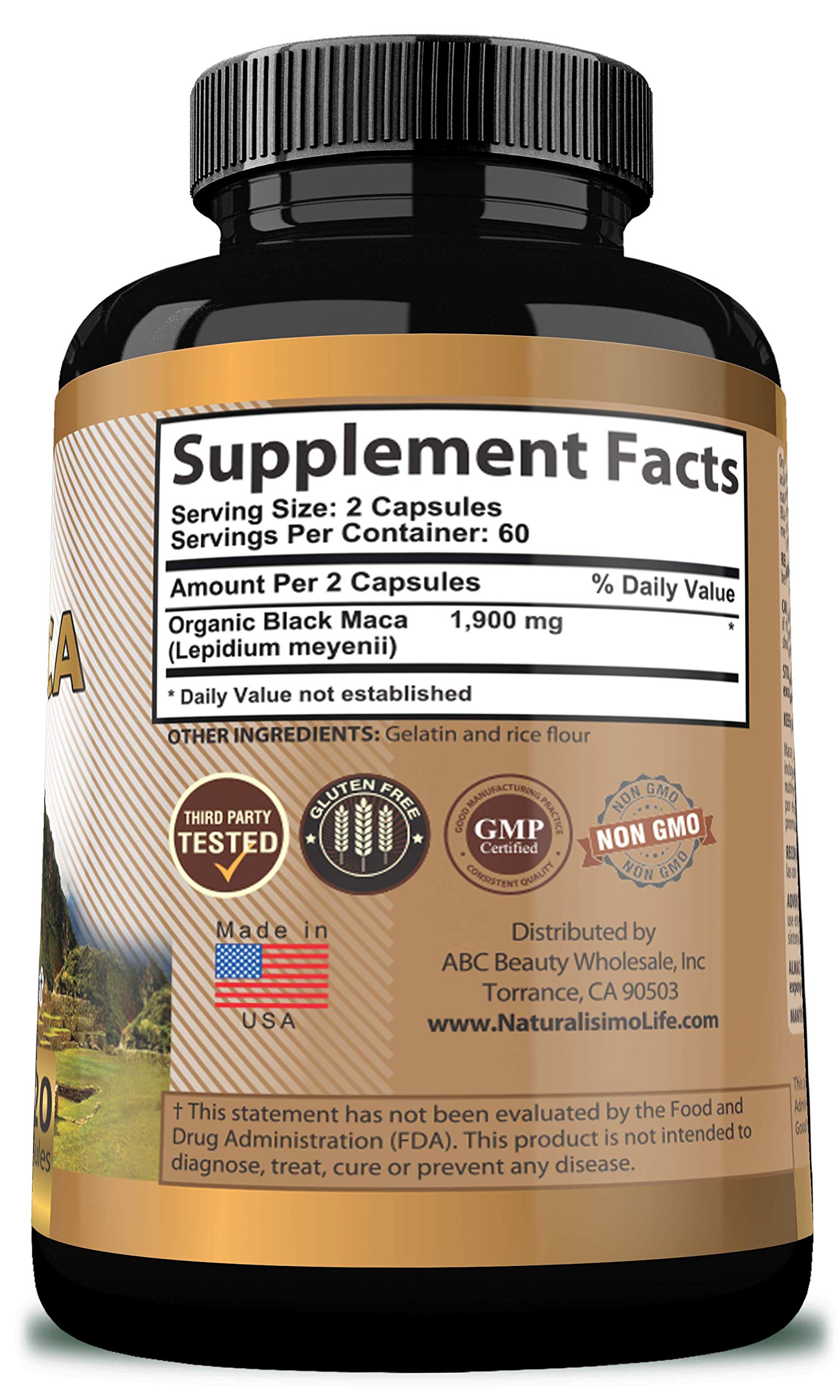 Foto 4 pulgar | Suplemento Naturalisimolife Maca Negra Orgánica 1900 Mg 120 Cápsulas - Venta Internacional