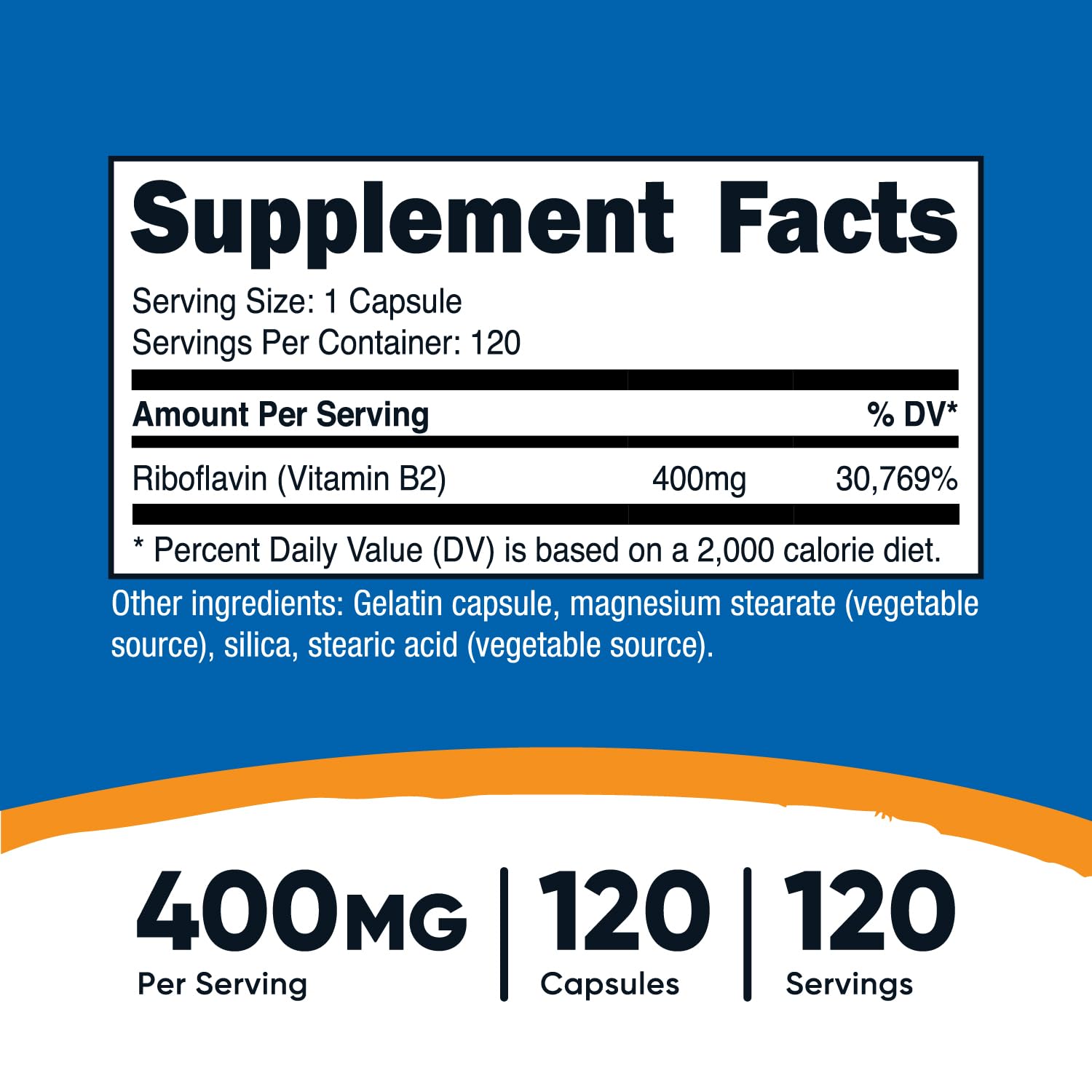 Foto 3 pulgar | Suplemento Nutricost De Vitamina B2 Riboflavina 400 Mg 120 Cápsulas - Venta Internacional