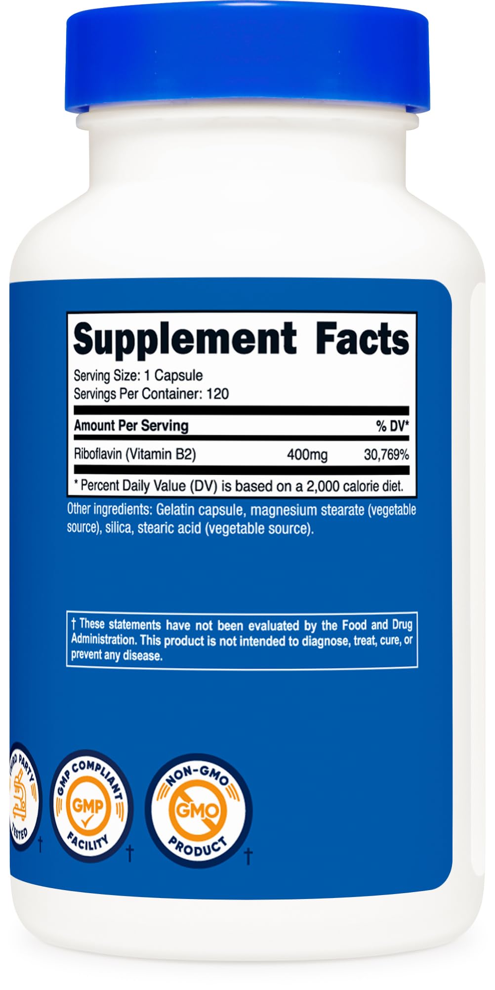 Foto 6 pulgar | Suplemento Nutricost De Vitamina B2 Riboflavina 400 Mg 120 Cápsulas - Venta Internacional