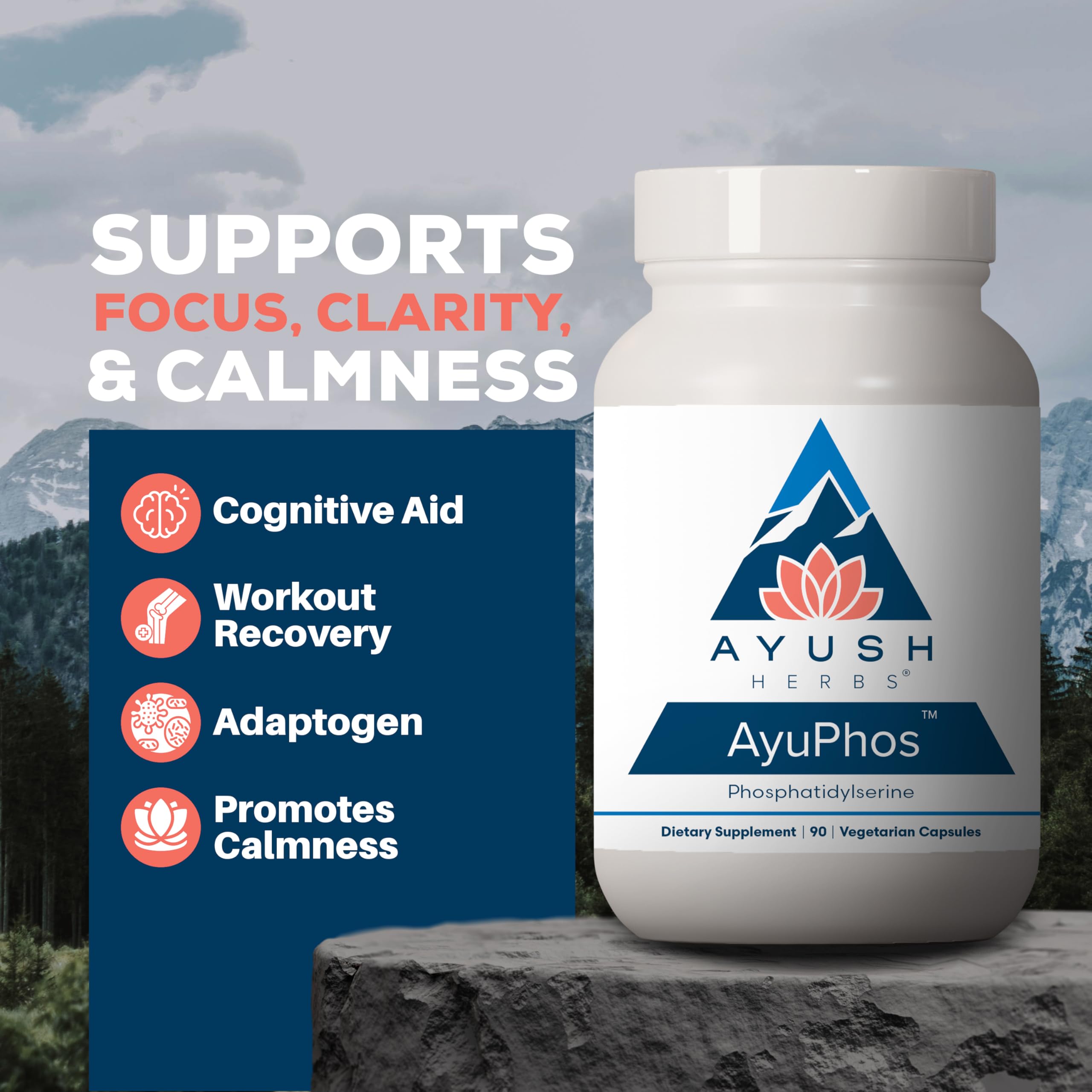 Foto 3 pulgar | Suplemento Ayush Herbs Ayuphos De Fosfatidilserina 200 Mg - Venta Internacional.