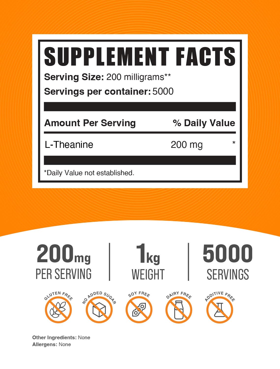 Foto 3 pulgar | Suplemento Bulksupplements.com L-teanina 200 Mg 1 Kg - Venta Internacional.
