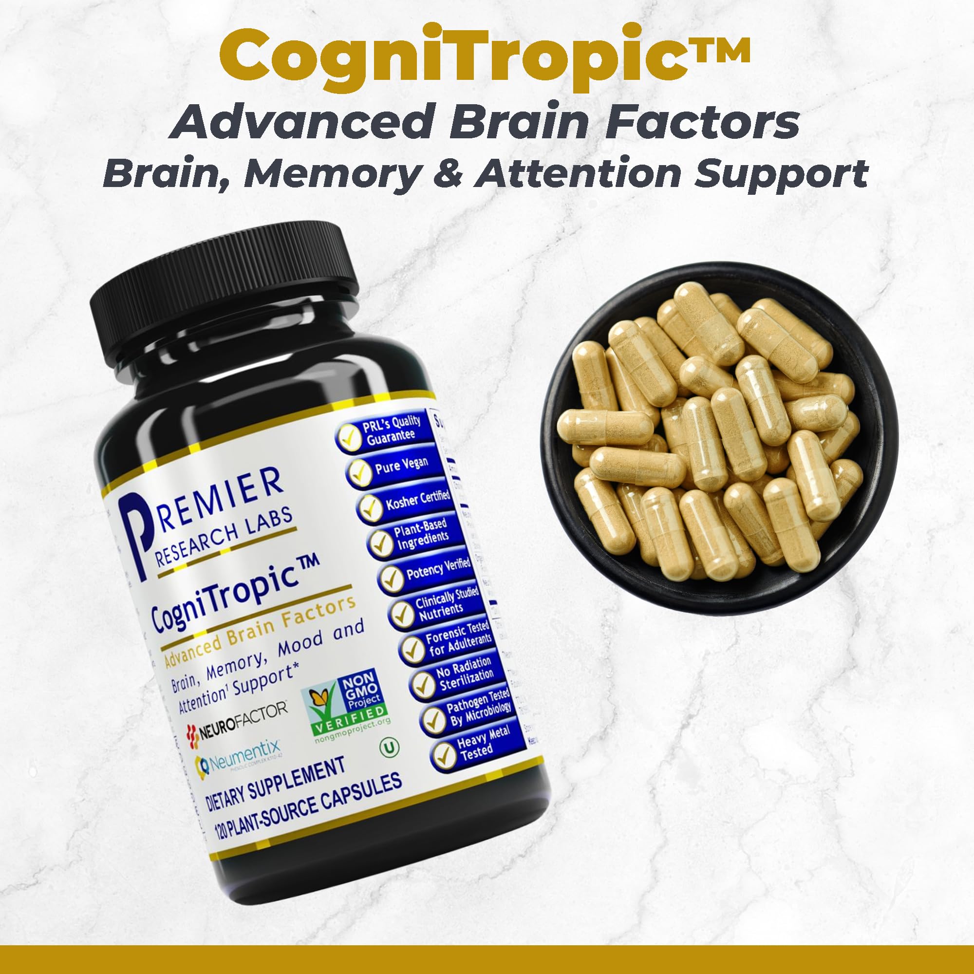 Foto 3 pulgar | Suplemento Cognitropic Memory Focus Premier Research Labs 120 Cápsulas - Venta Internacional