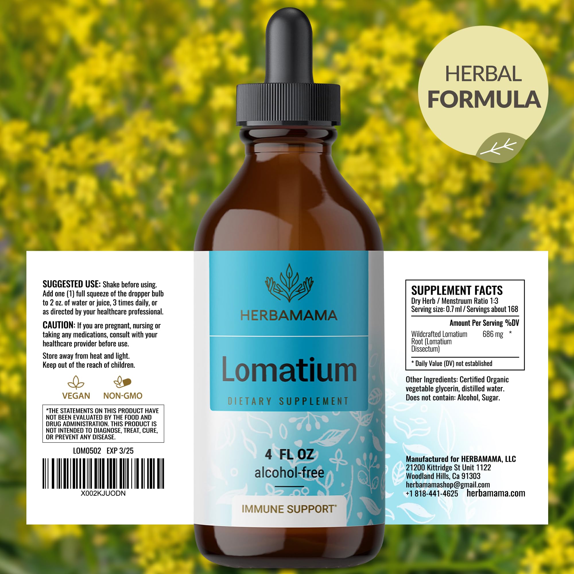 Foto 8 pulgar | Tincture Herbamama Extracto de Lomatium Dissectum 56 Ml - Venta Internacional