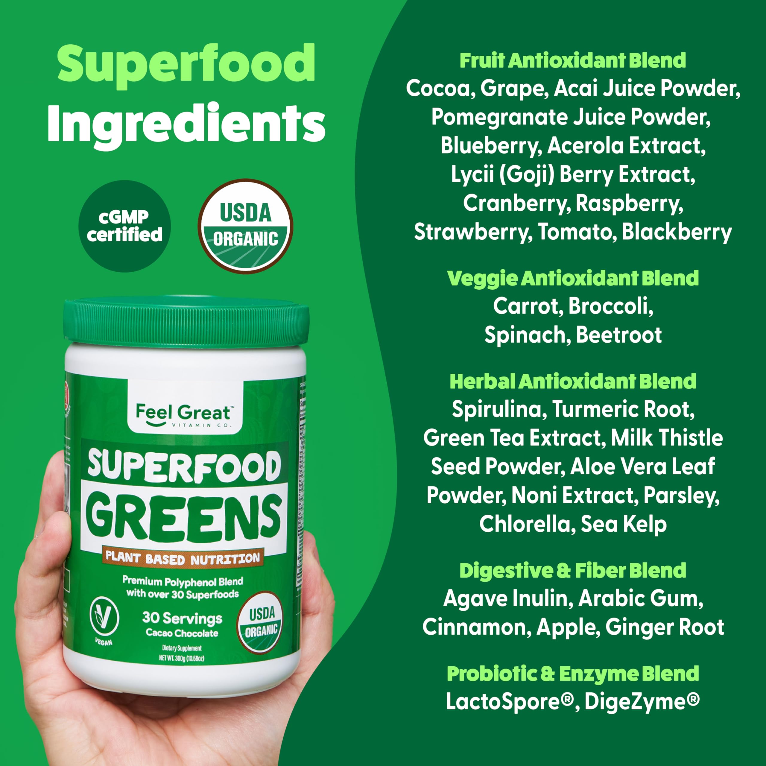 Foto 3 pulgar | Superfood Greens en Polvo The Feel Great Vitamin Company - Venta Internacional