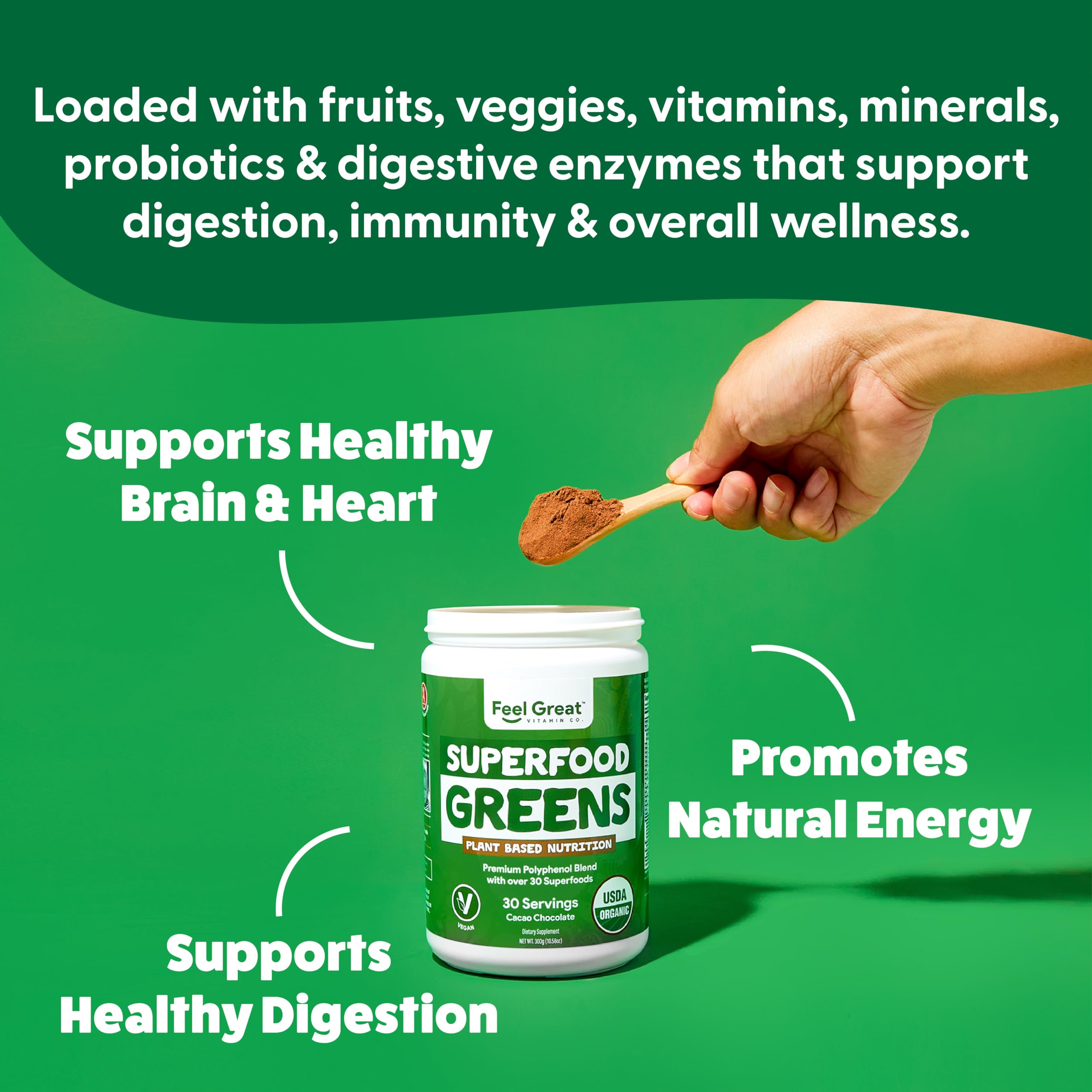 Foto 5 pulgar | Superfood Greens en Polvo The Feel Great Vitamin Company - Venta Internacional