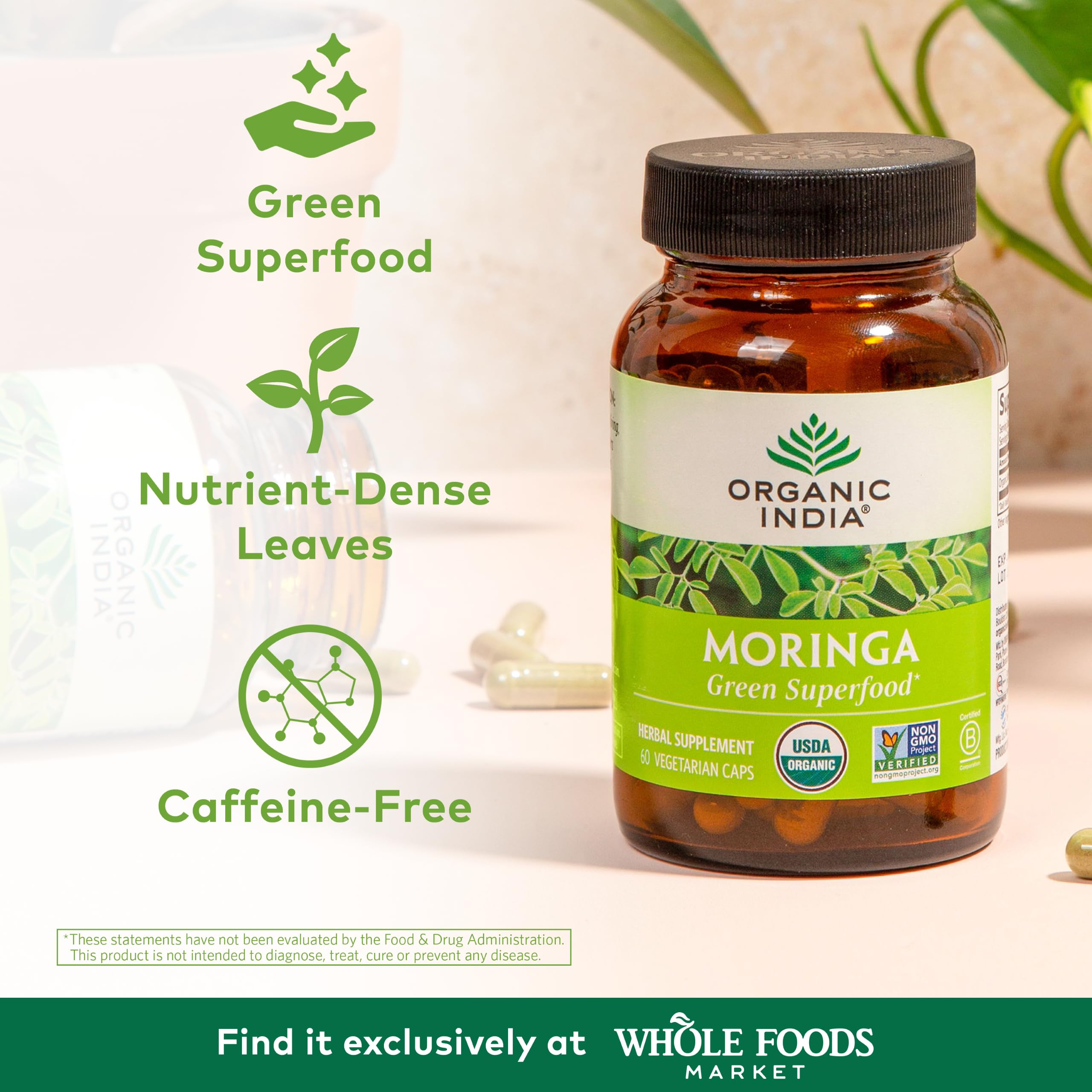 Foto 2 | Suplemento Organic India Moringa 60 Cápsulas Orgánicas - Venta Internacional