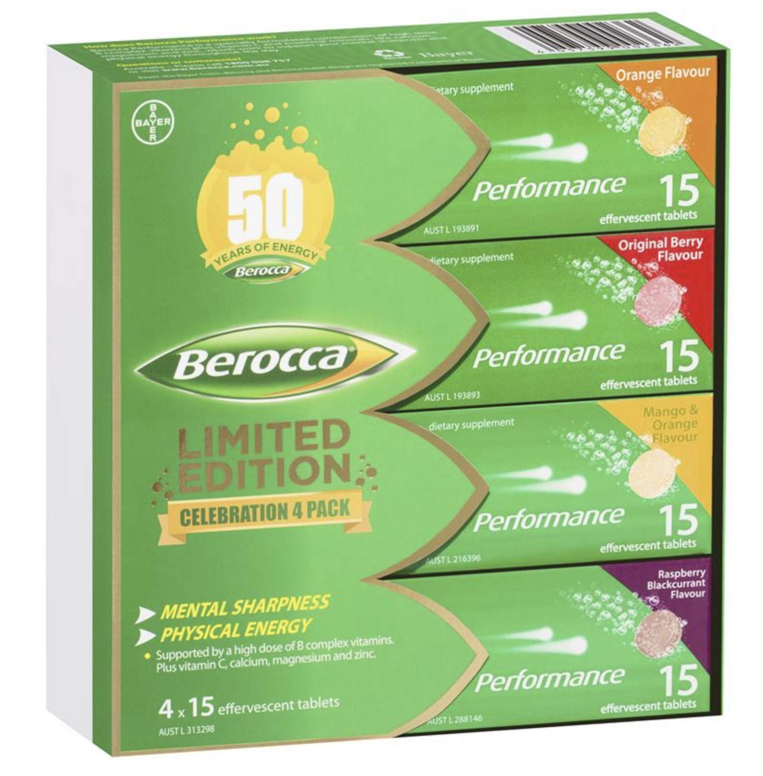 Foto 3 pulgar | Tabletas Efervescentes Berocca Performance 60 Tabletas - Venta Internacional