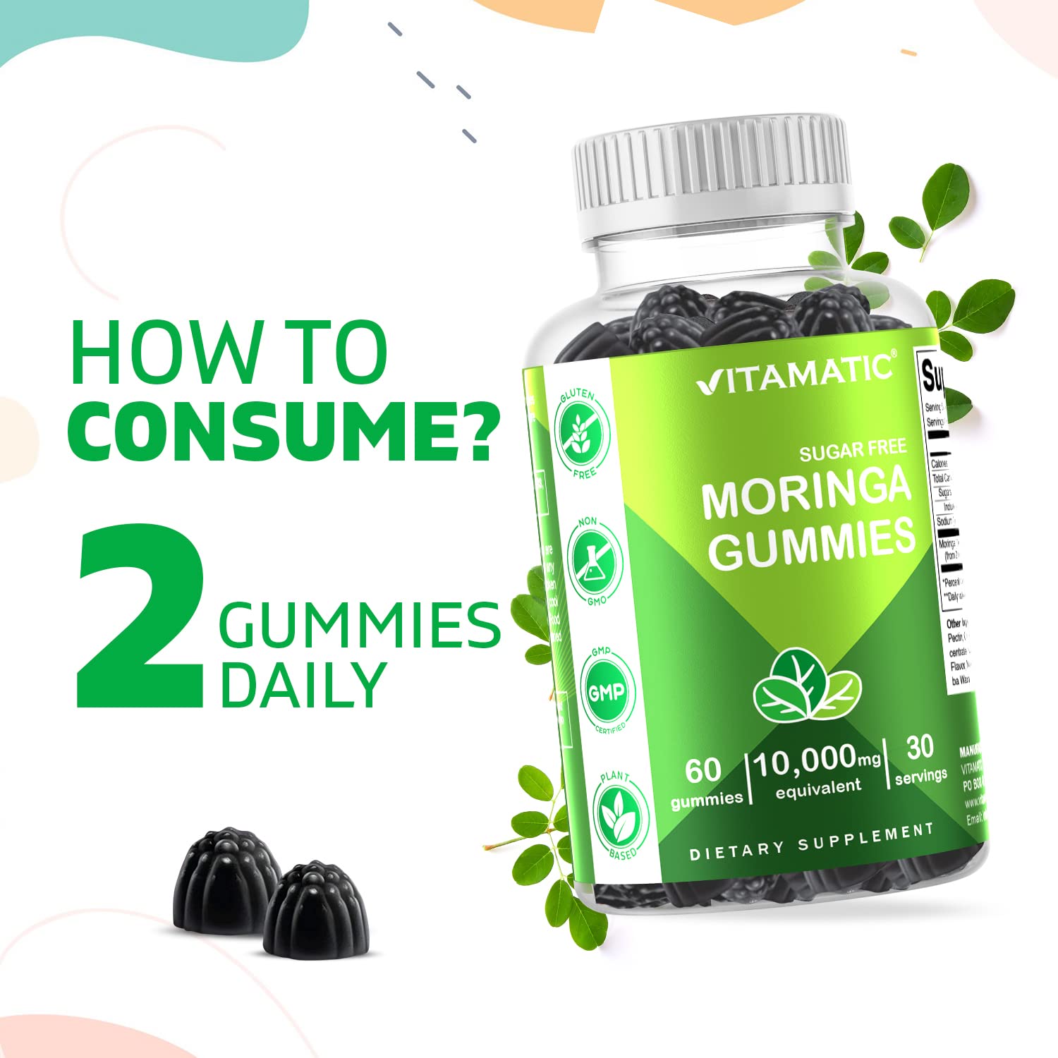 Foto 4 pulgar | Suplemento Vitamático De Gomitas De Moringa 10000 Mg - Venta Internacional