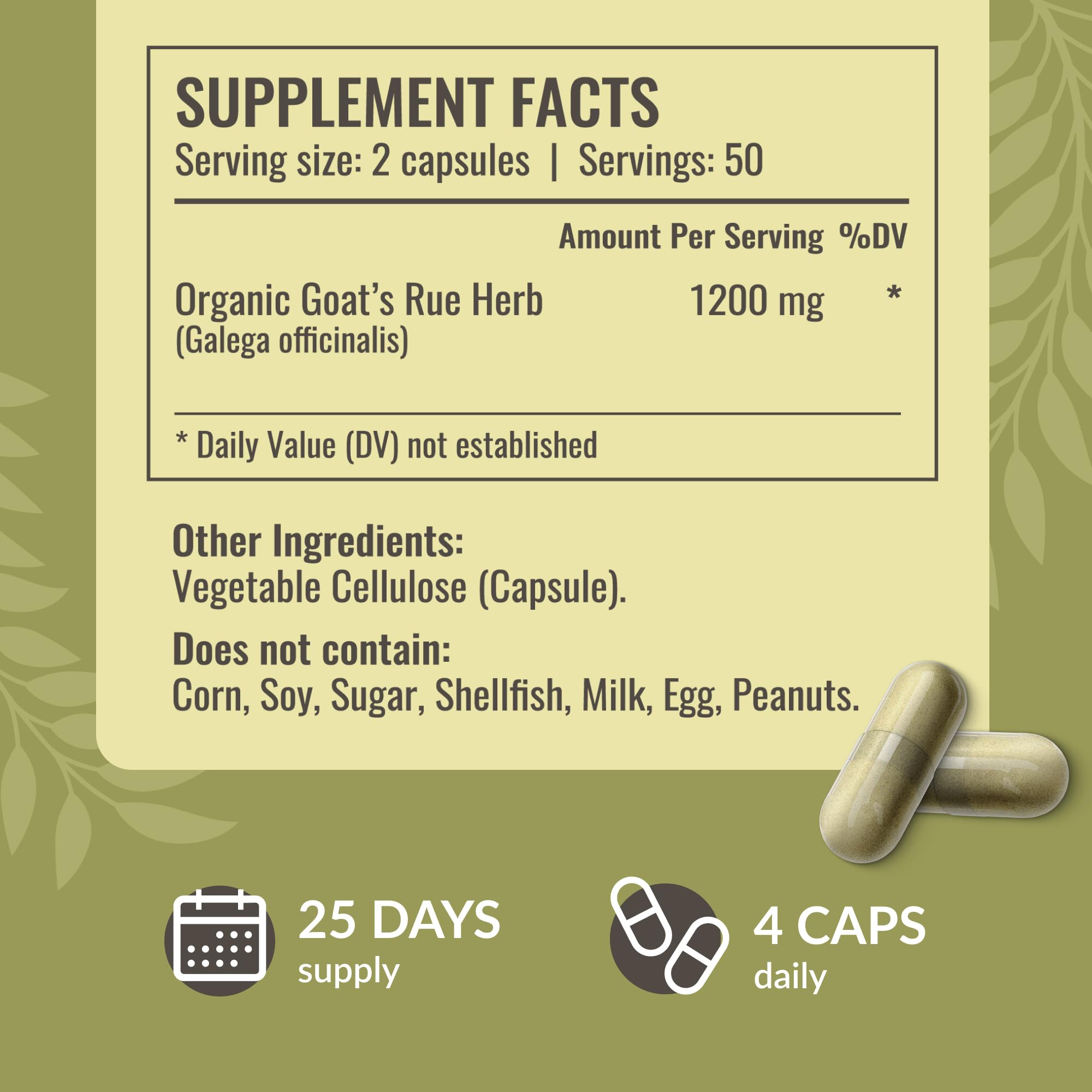 Foto 4 pulgar | Cápsulas de Ruda de Cabra Herbamama 1200 Mg Galega Officinalis 100 - Venta Internacional
