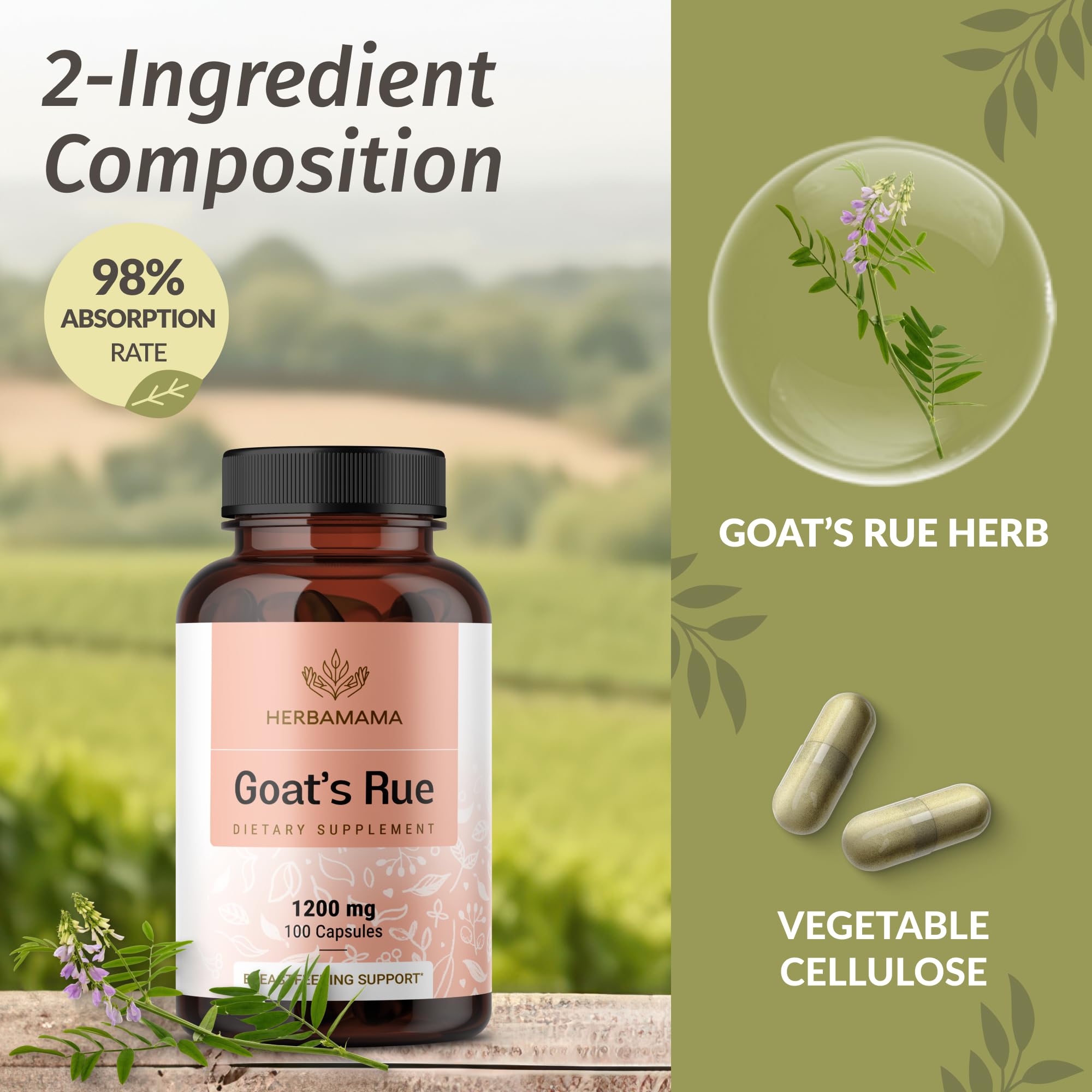 Foto 5 pulgar | Cápsulas de Ruda de Cabra Herbamama 1200 Mg Galega Officinalis 100 - Venta Internacional