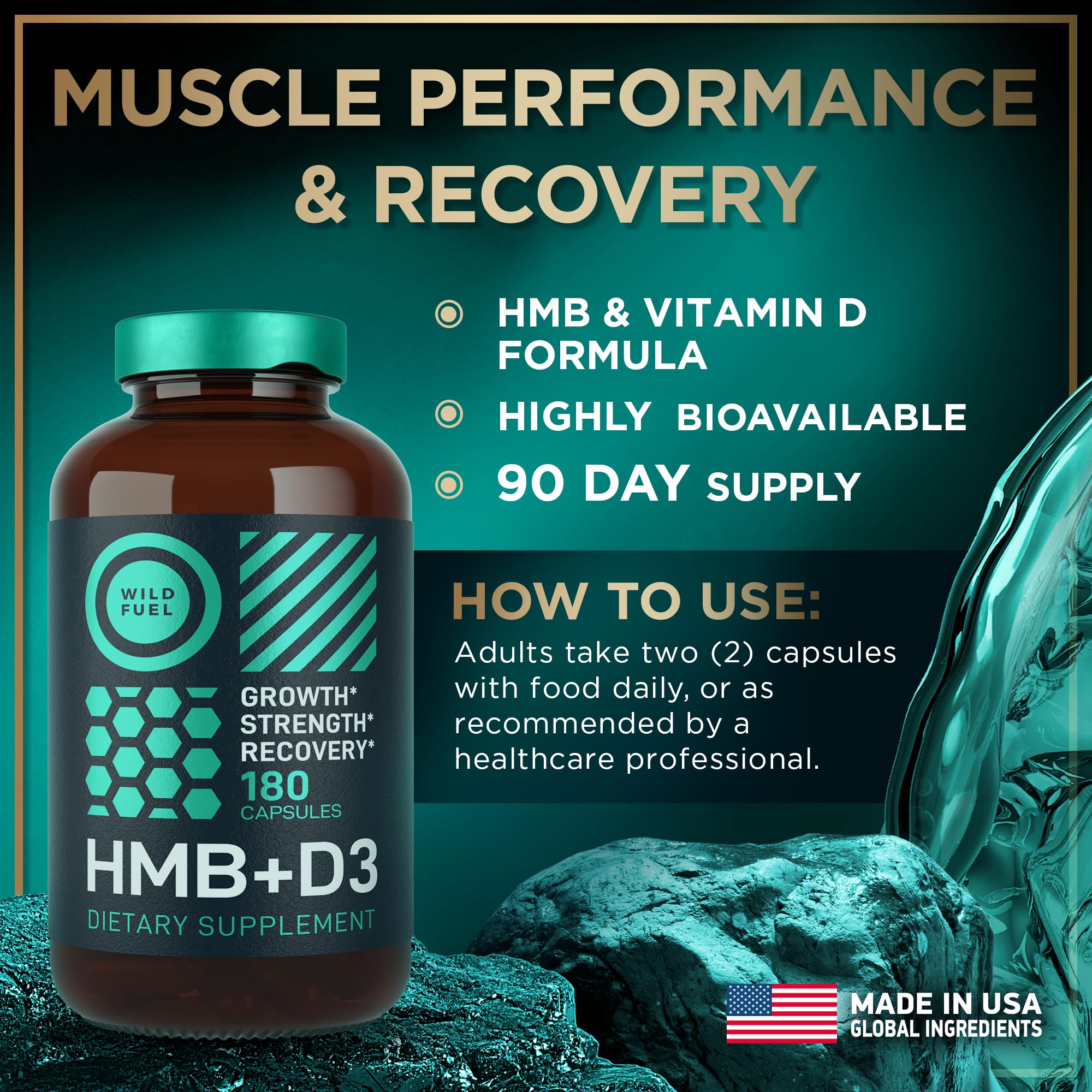 Foto 6 pulgar | Cápsulas de Suplemento de Hmb 1000 Mg Con Vitamina D3 Wild Fuel 360 Cápsulas - Venta Internacional