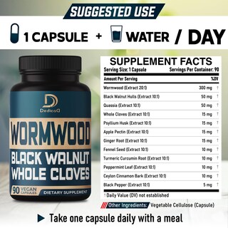 Foto 2 | Suplemento Dedicad Wormwood de 90 Cápsulas-Venta Internacional