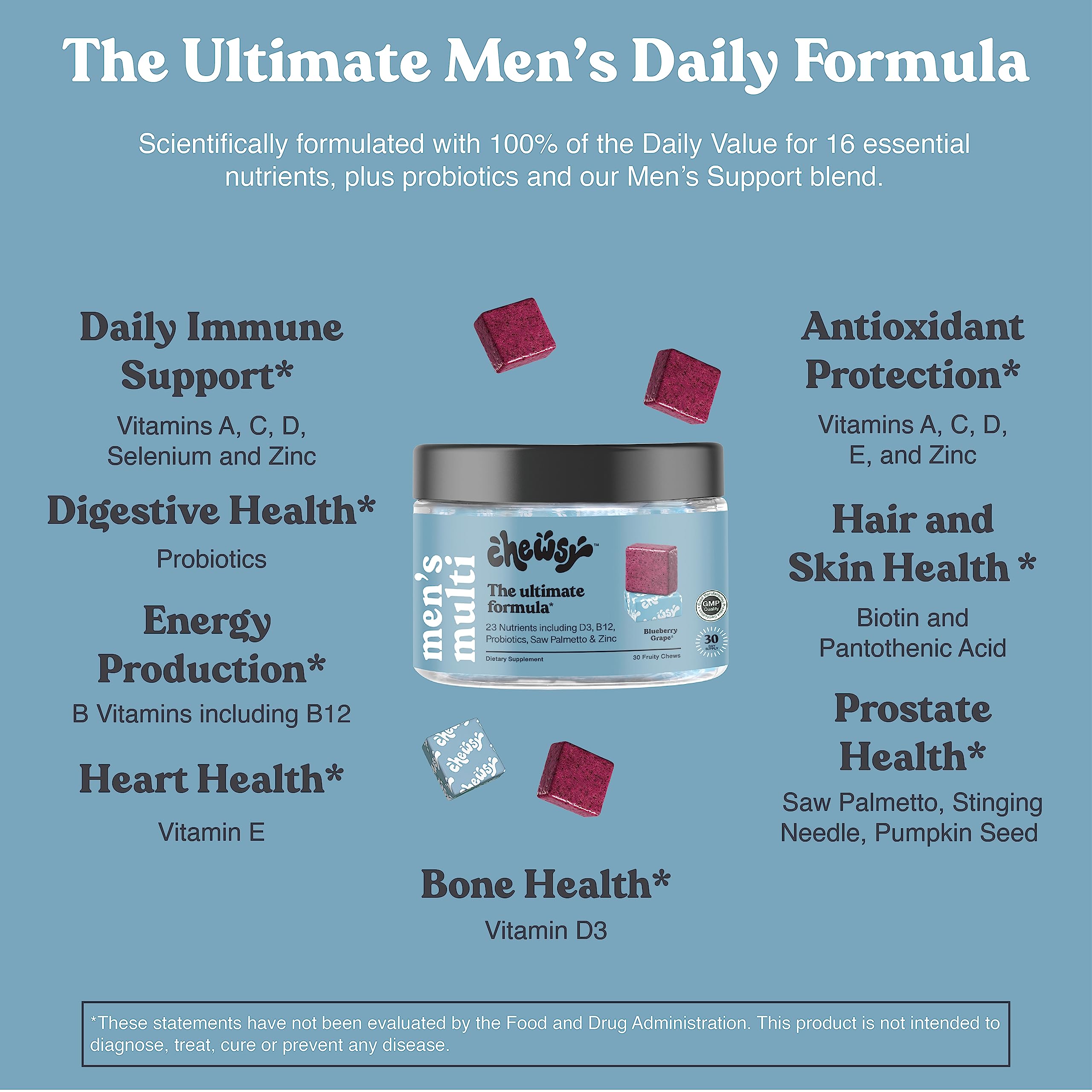 Foto 4 pulgar | Multivitamínicos Masticables Chewsy Refuerzan la Energía Inmunológica para Hombres Durante 30 Días - Venta Internaci