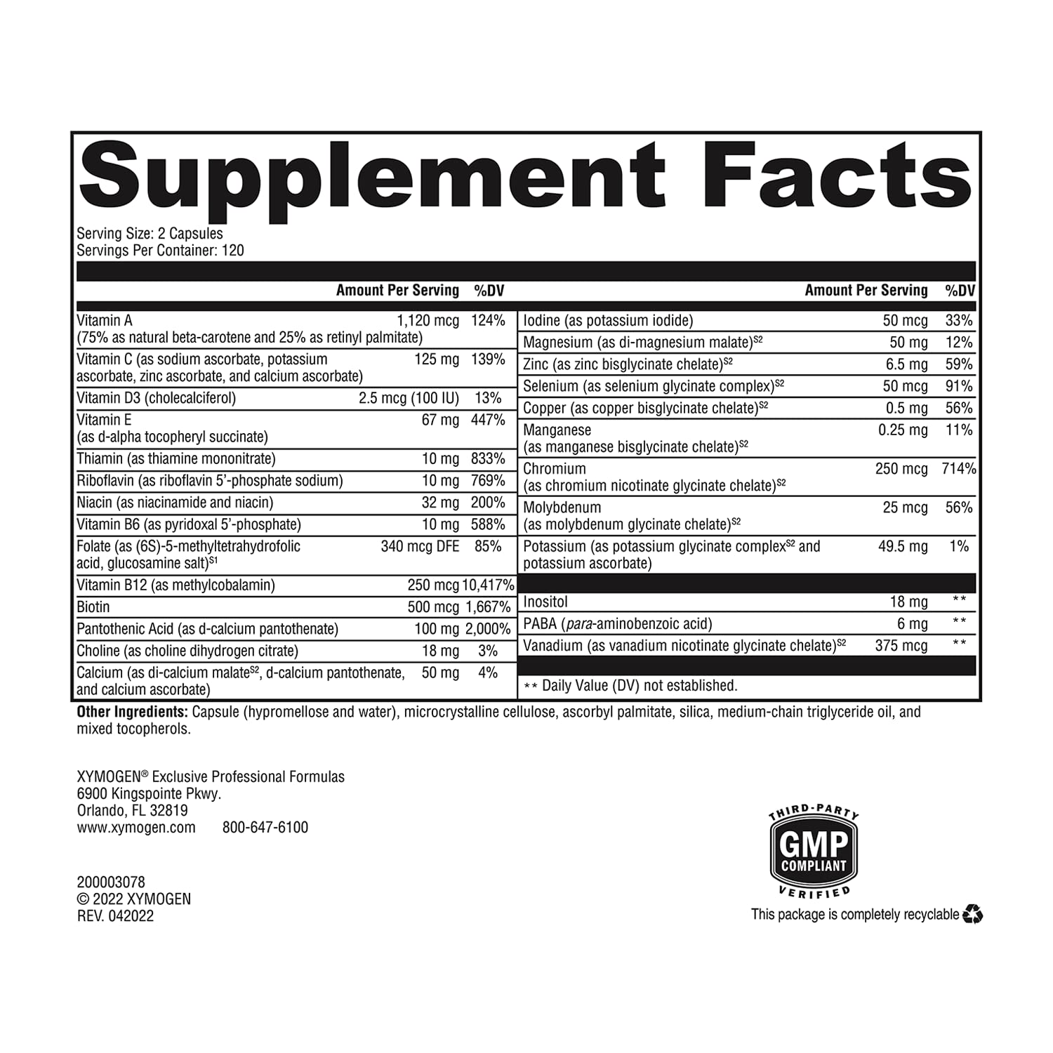 Foto 6 pulgar | Suplemento Xymogen Activnutrients Sin Hierro 240 Cápsulas - Venta Internacional
