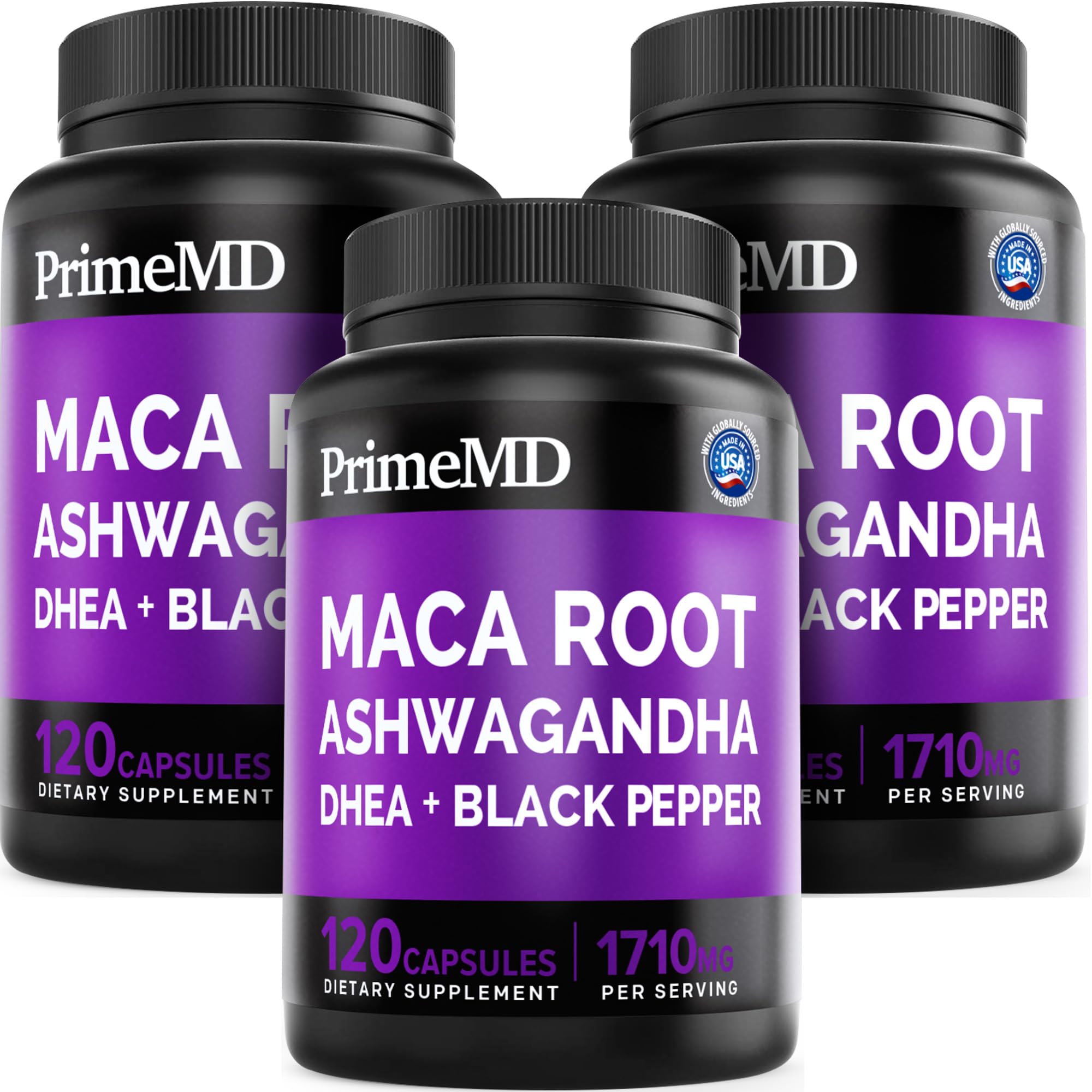 Foto 2 pulgar | Suplemento Primemd Raíz De Maca Y Ashwagandha 1710 Mg 360 Cápsulas - Venta Internacional.