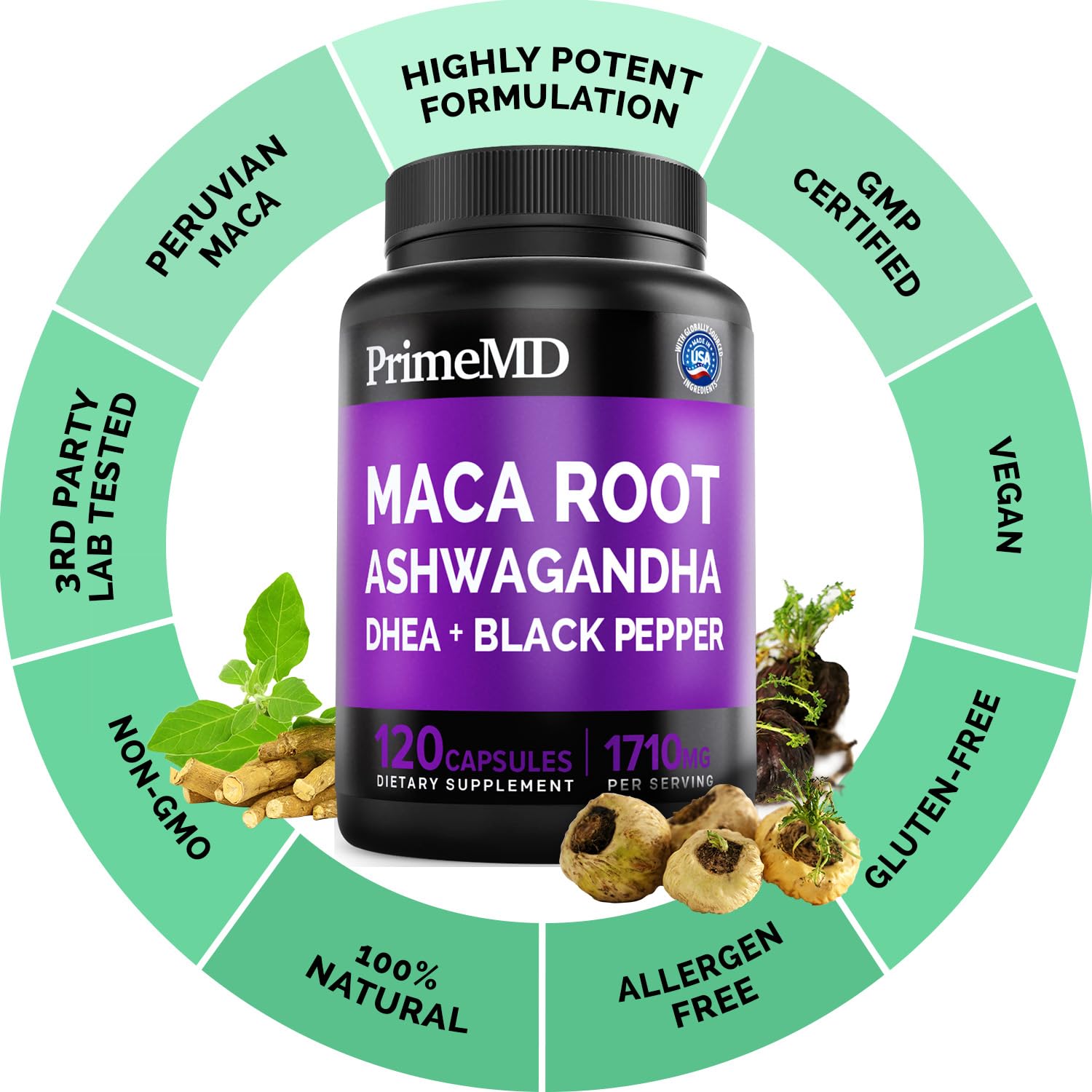 Foto 8 pulgar | Suplemento Primemd Raíz De Maca Y Ashwagandha 1710 Mg 360 Cápsulas - Venta Internacional.