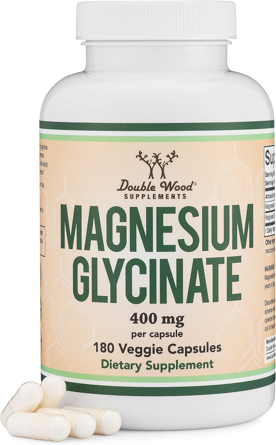 Foto 8 pulgar | Suplemento De Glicinato De Magnesio Double Wood 400 Mg 180 Cápsulas - Venta Internacional.
