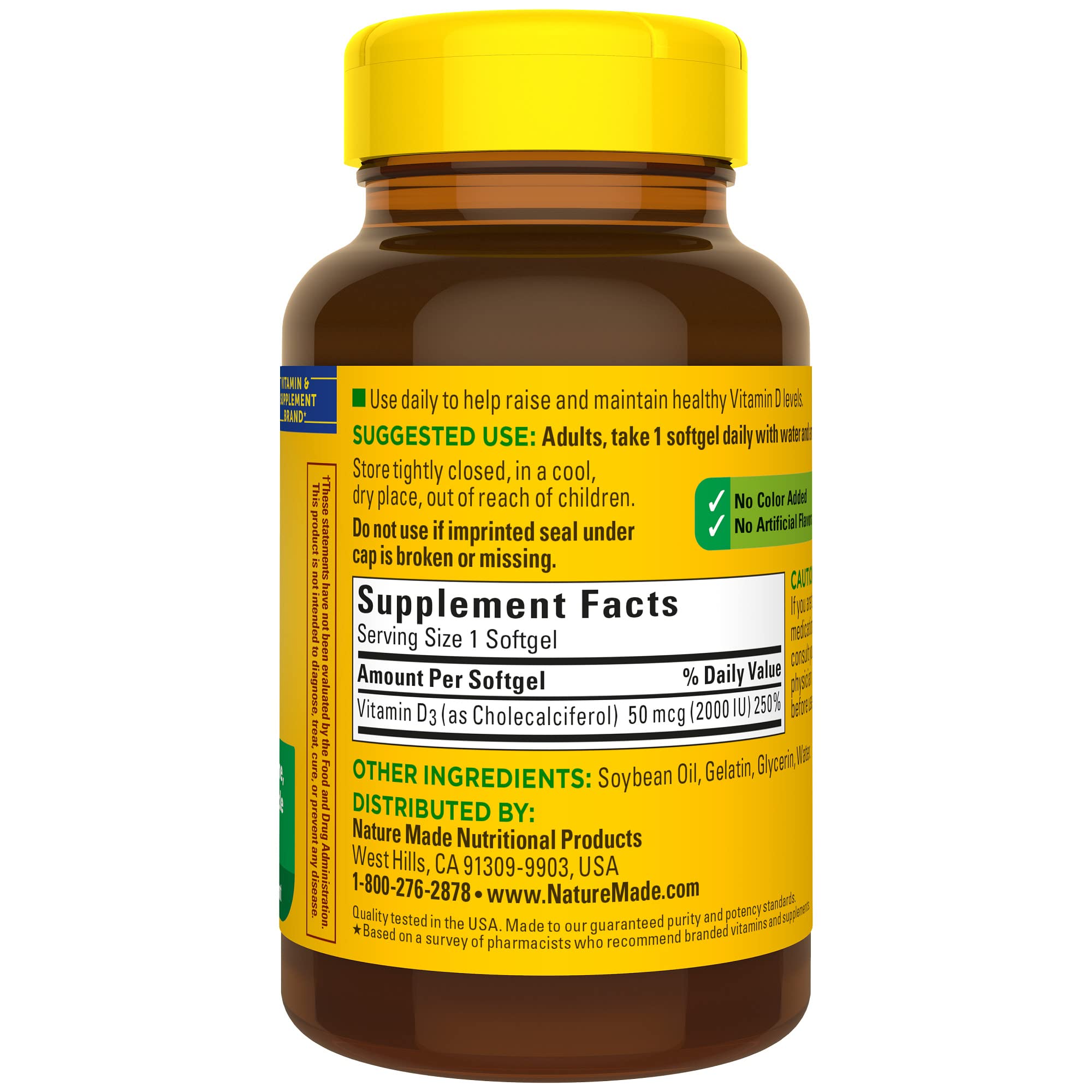 Foto 7 | Suplemento de Vitamina D3 De Nature Made 2000 Ui 250 Cápsulas Blandas - Venta Internacional