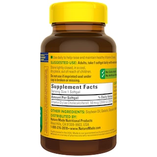 Foto 7 | Suplemento de Vitamina D3 De Nature Made 2000 Ui 250 Cápsulas Blandas - Venta Internacional