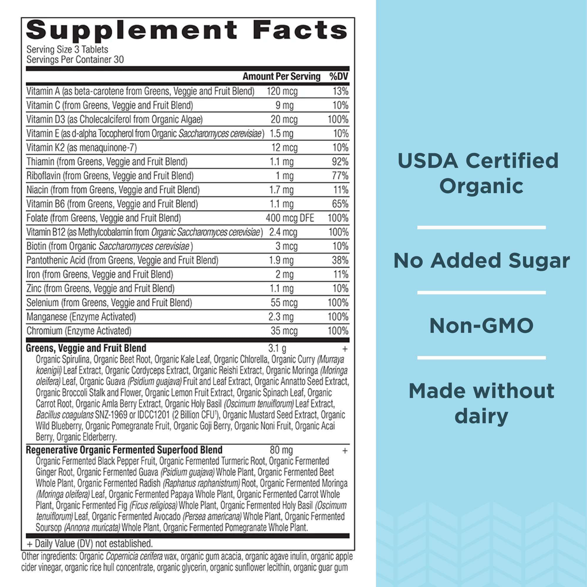 Foto 3 pulgar | Suplemento Ancient Nutrition Organic Super Greens de 90 Tabletas-Venta Internacional