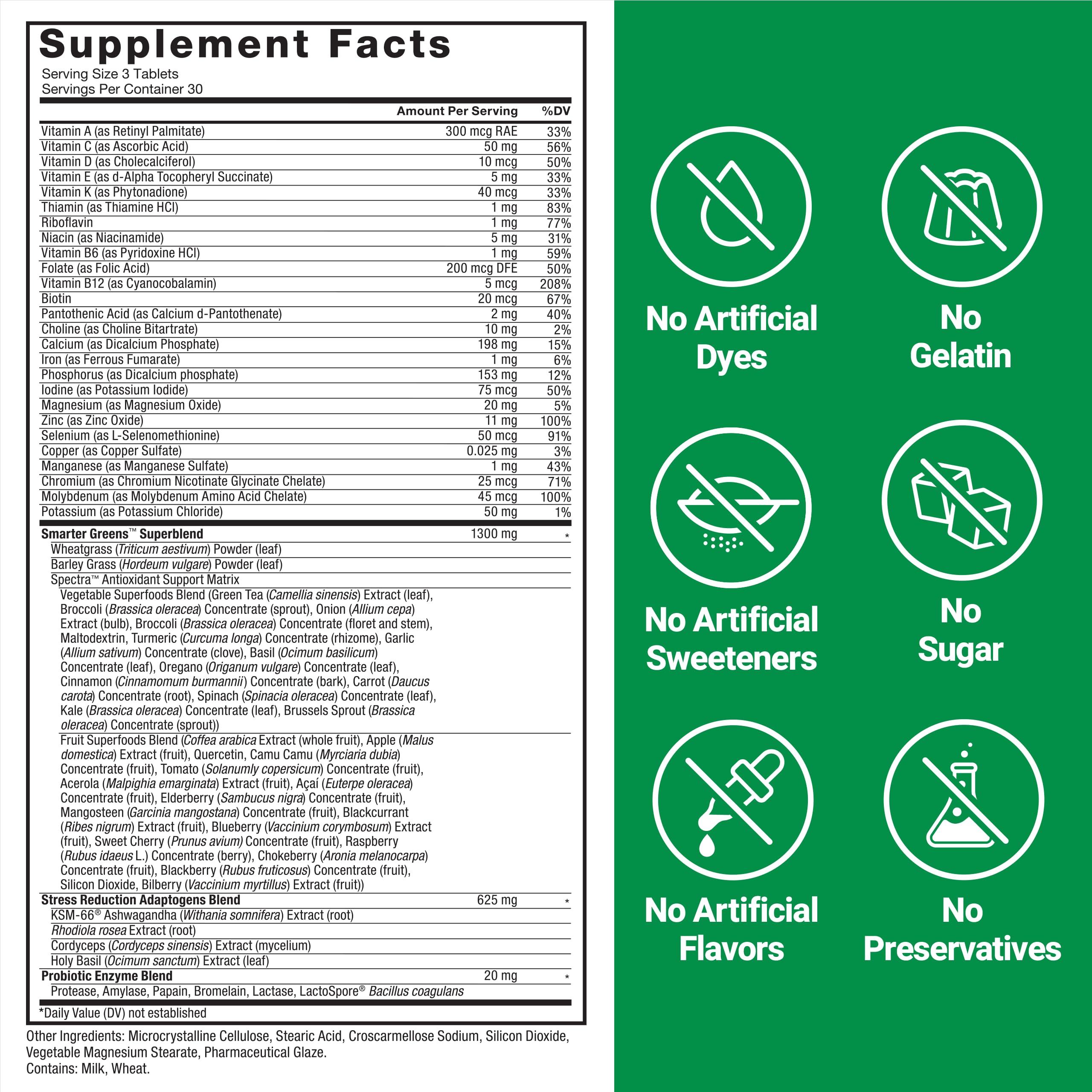 Foto 6 pulgar | Suplemento Force Factor Smarter Greens 90 Tabletas- Venta Internacional