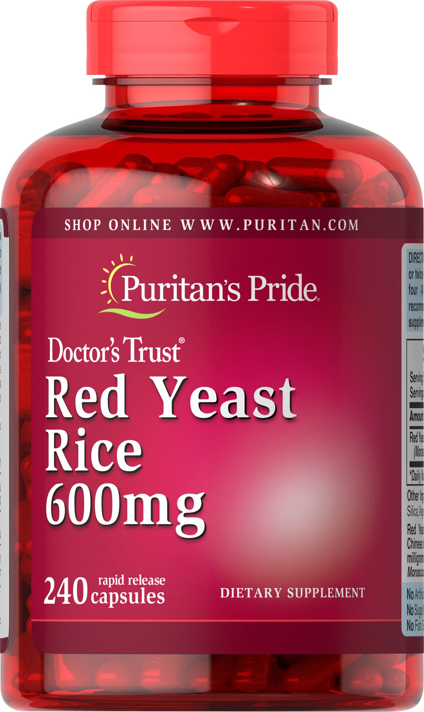 Foto 2 pulgar | Suplemento Puritan's Pride Arroz de Levadura de 240 Cápsulas-Venta Internacional