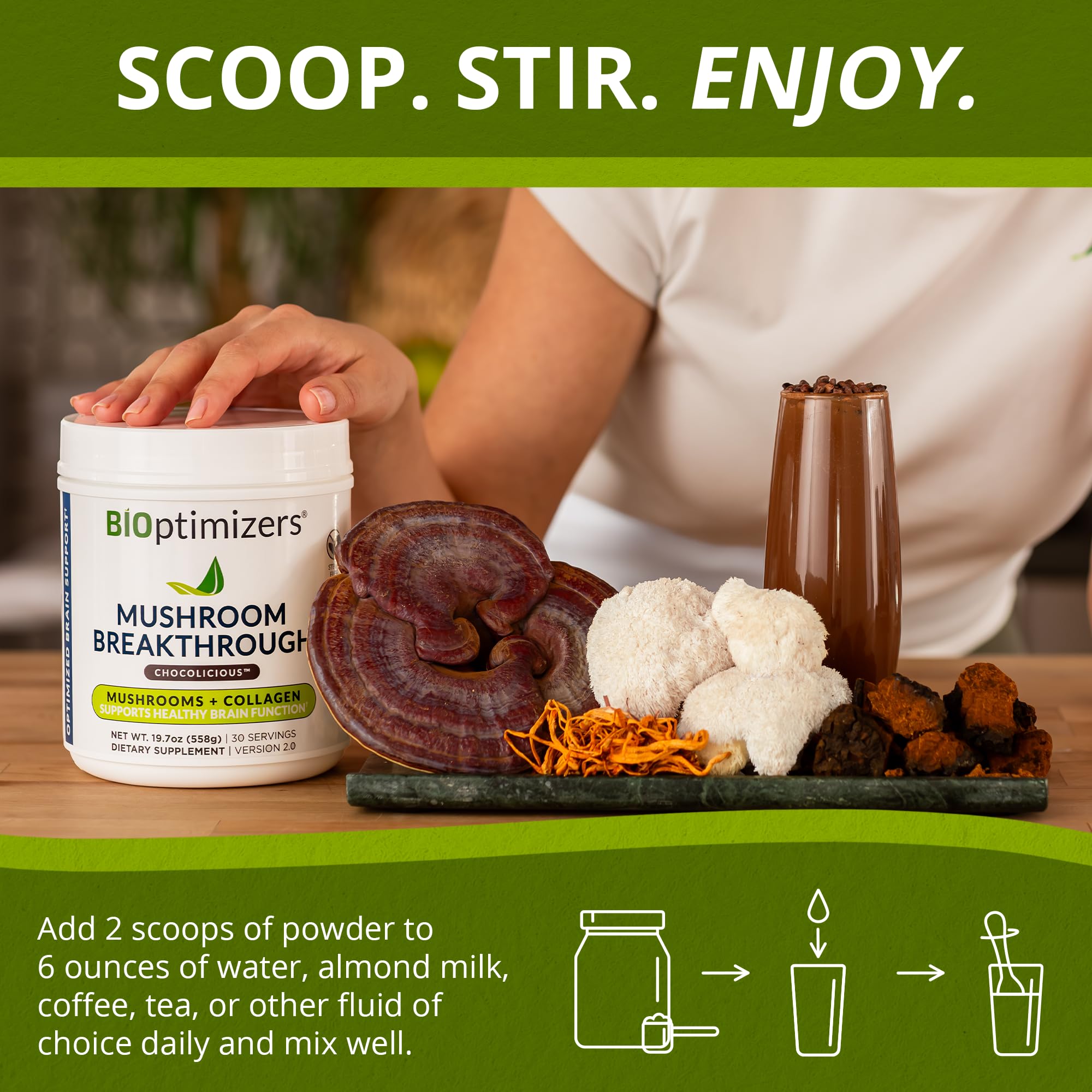 Foto 4 | Suplemento Bioptimizers Mushroom Breakthrough Chocolate - Venta Internacional.