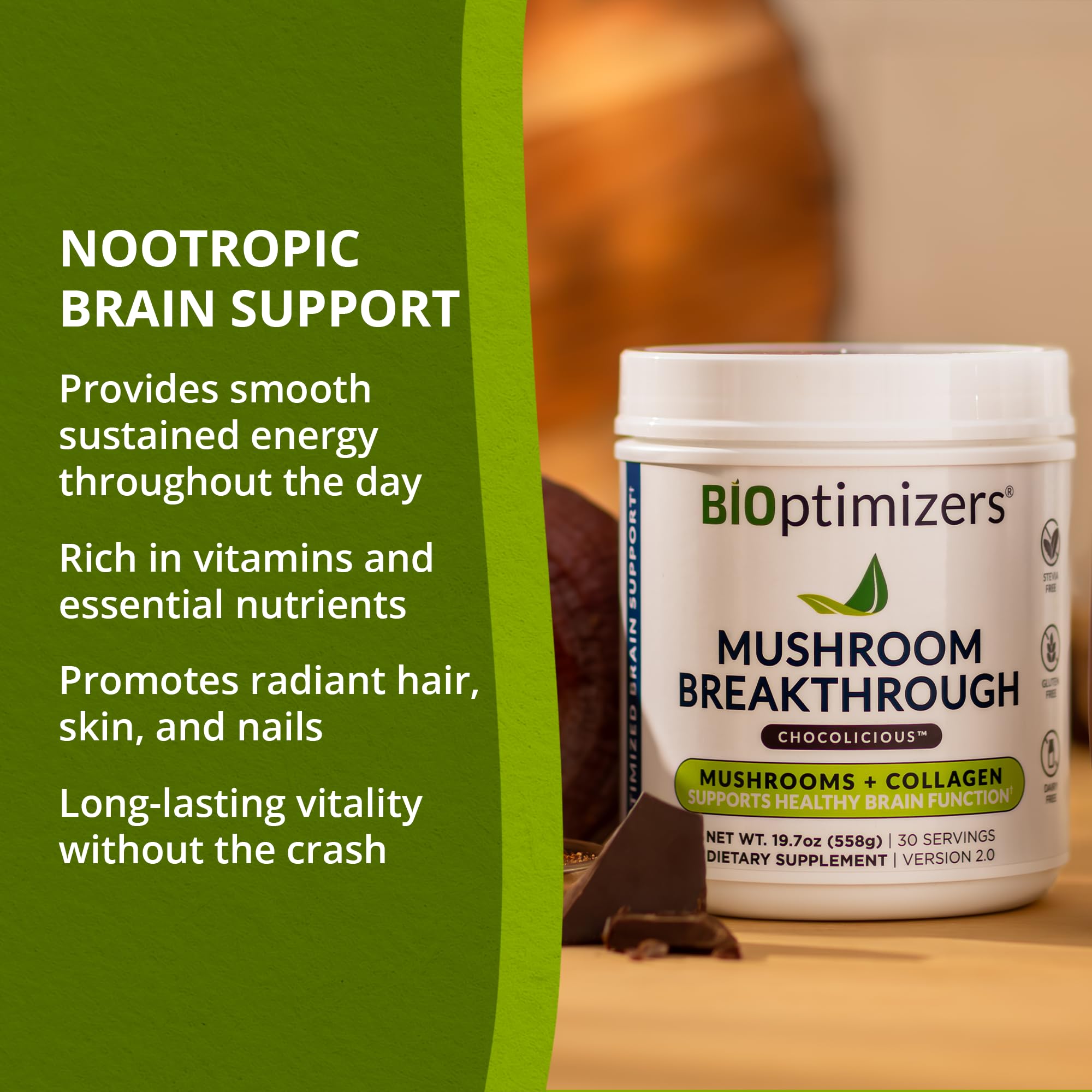Foto 6 pulgar | Suplemento Bioptimizers Mushroom Breakthrough Chocolate - Venta Internacional.