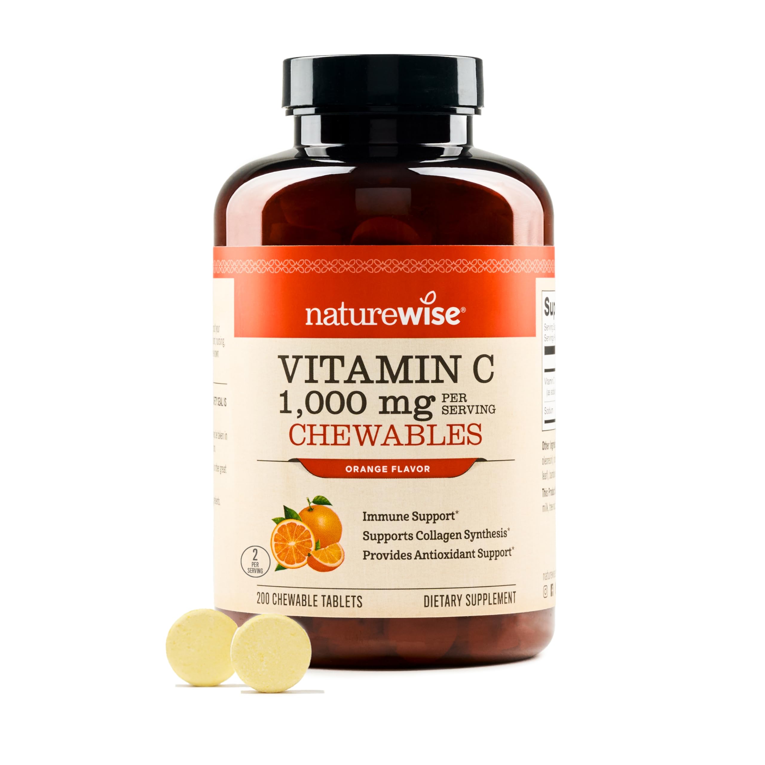 Foto 2 pulgar | Suplemento De Vitamina C Naturewise, Tableta Masticable De 1000 Mg, 200 Unidades - Venta Internacional.