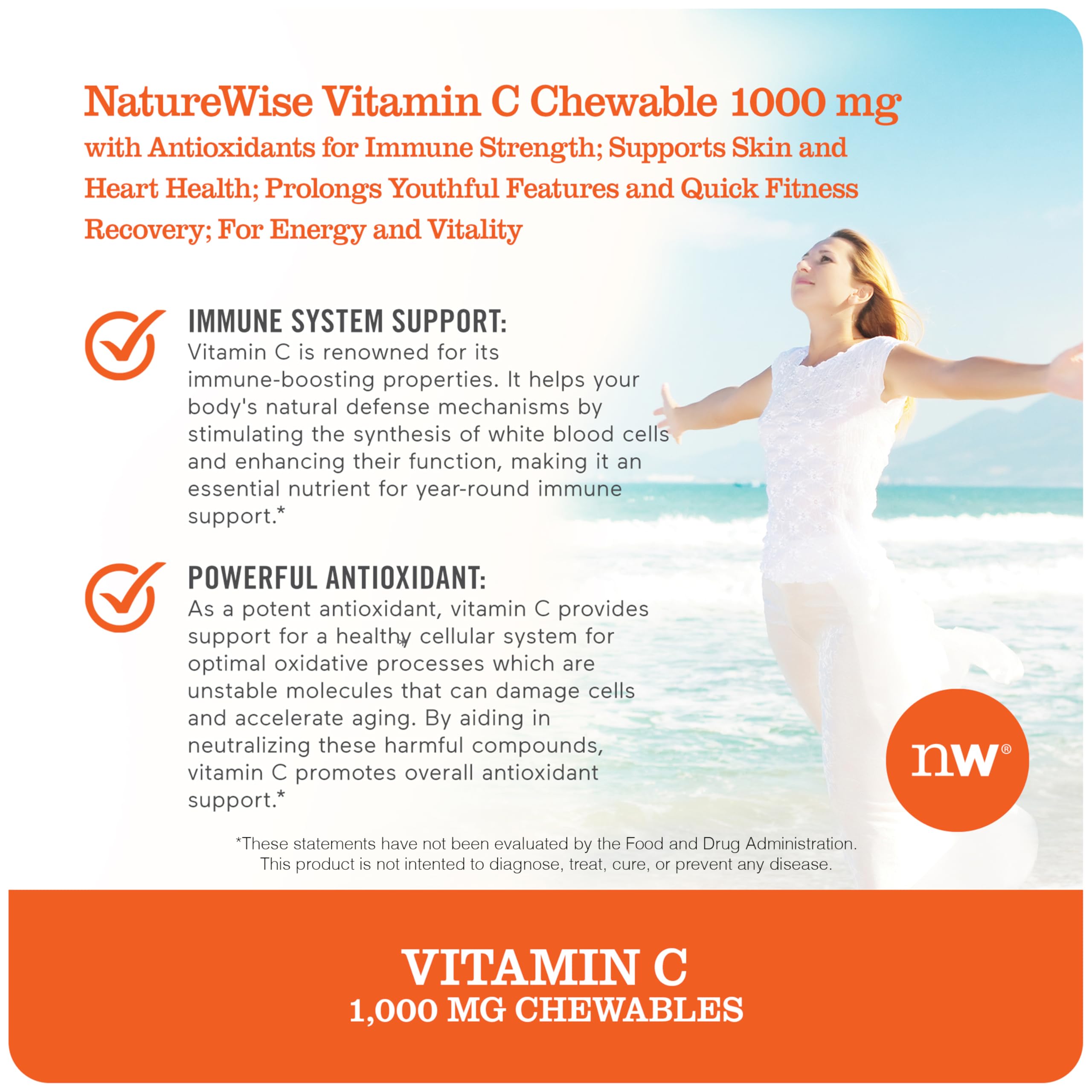 Foto 3 pulgar | Suplemento De Vitamina C Naturewise, Tableta Masticable De 1000 Mg, 200 Unidades - Venta Internacional.
