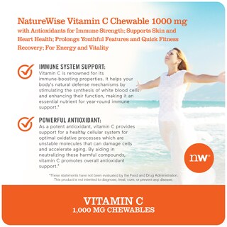 Foto 2 | Suplemento De Vitamina C Naturewise, Tableta Masticable De 1000 Mg, 200 Unidades - Venta Internacional.