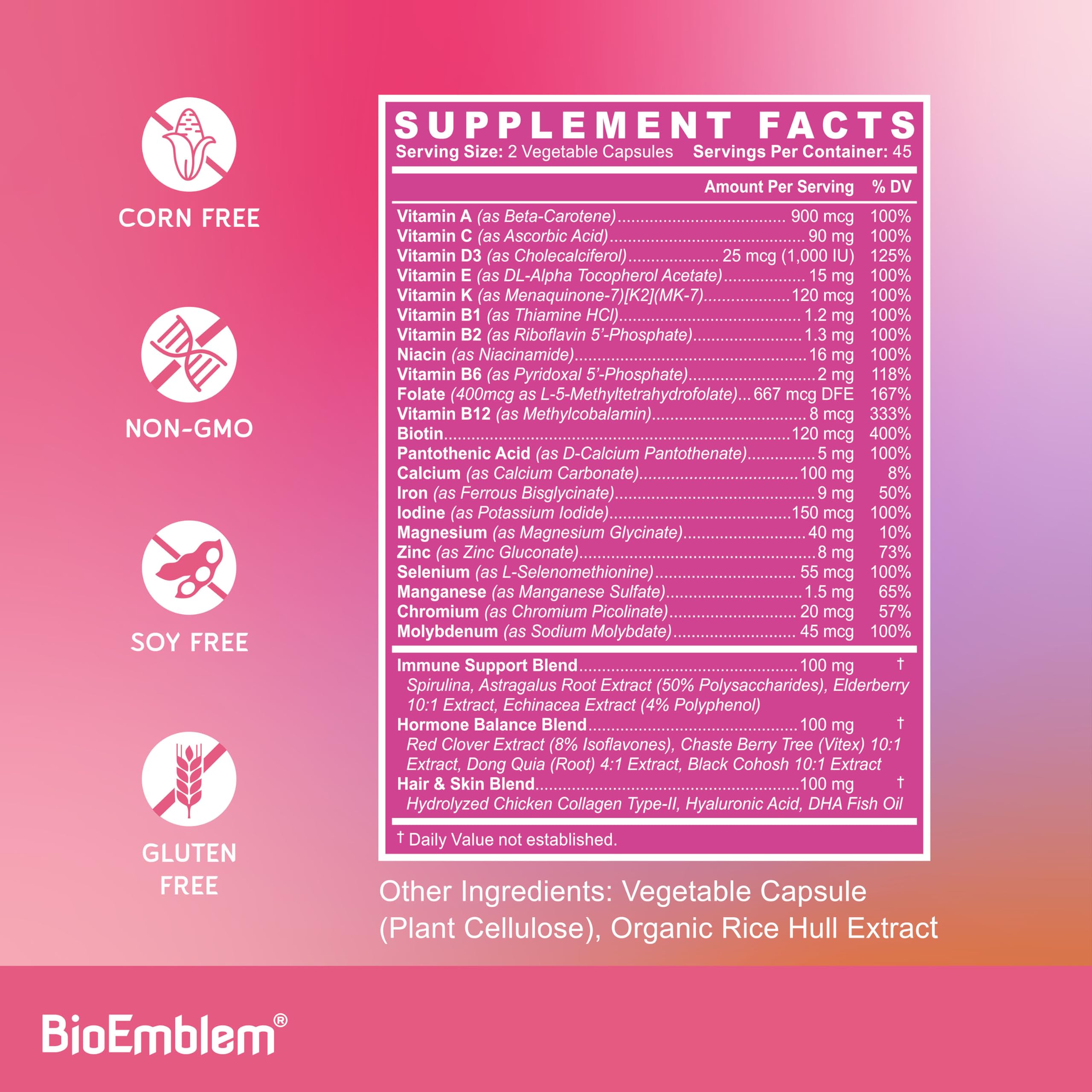 Foto 5 | Multivitamínico Bioemblem Complete Daily 90 Cápsulas Para Mujer - Venta Internacional.