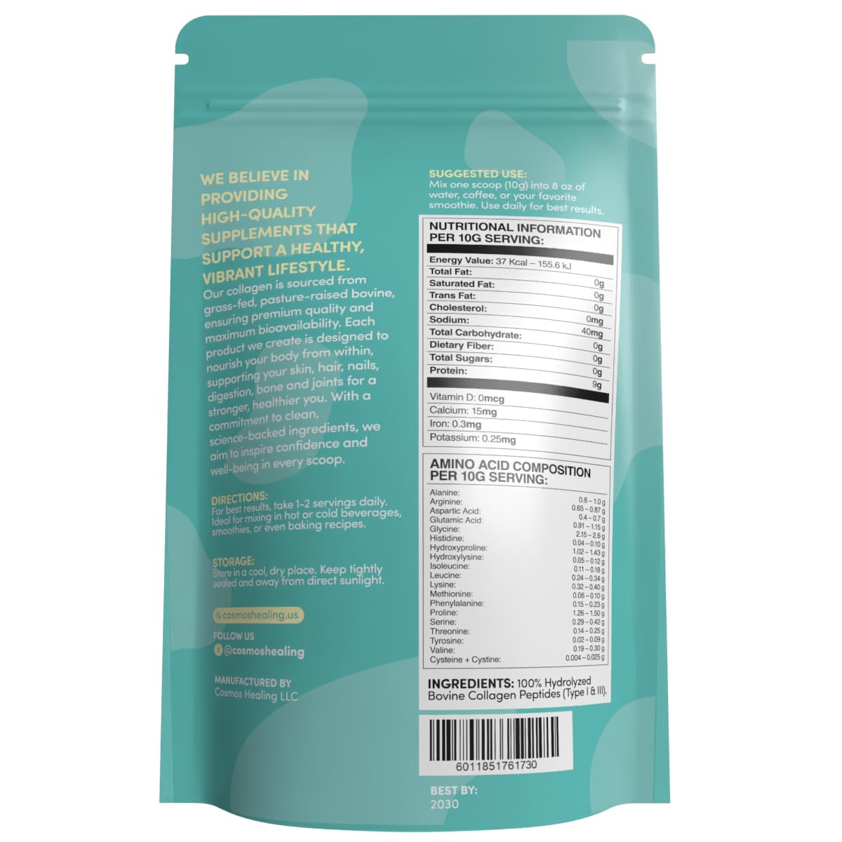 Foto 3 pulgar | Péptidos De Colágeno Hidrolizados En Polvo, 450 Ml, Alimentados Con Pasto - Venta Internacional.