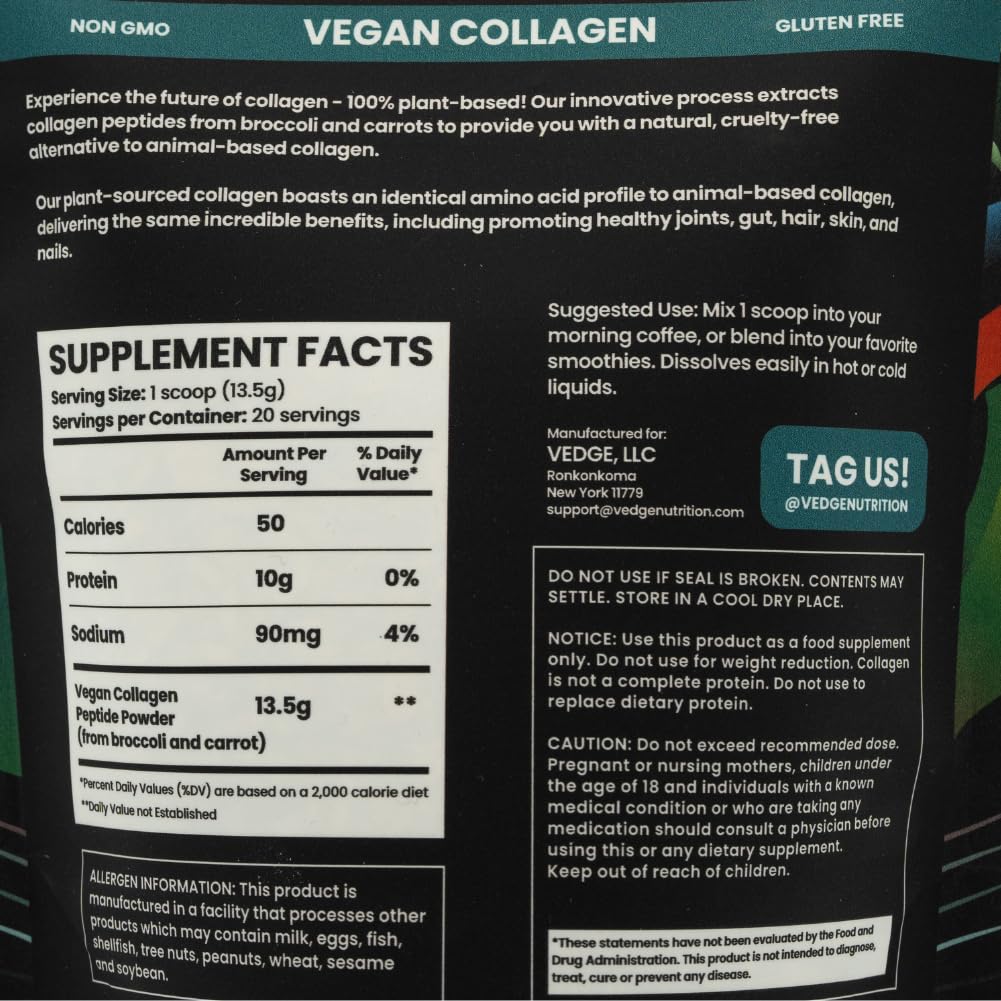 Foto 3 pulgar | Colágeno En Polvo Vedge Vegano Para El Cabello, La Piel, Las Uñas, Las Articulaciones Y El Intestino - Venta Intern