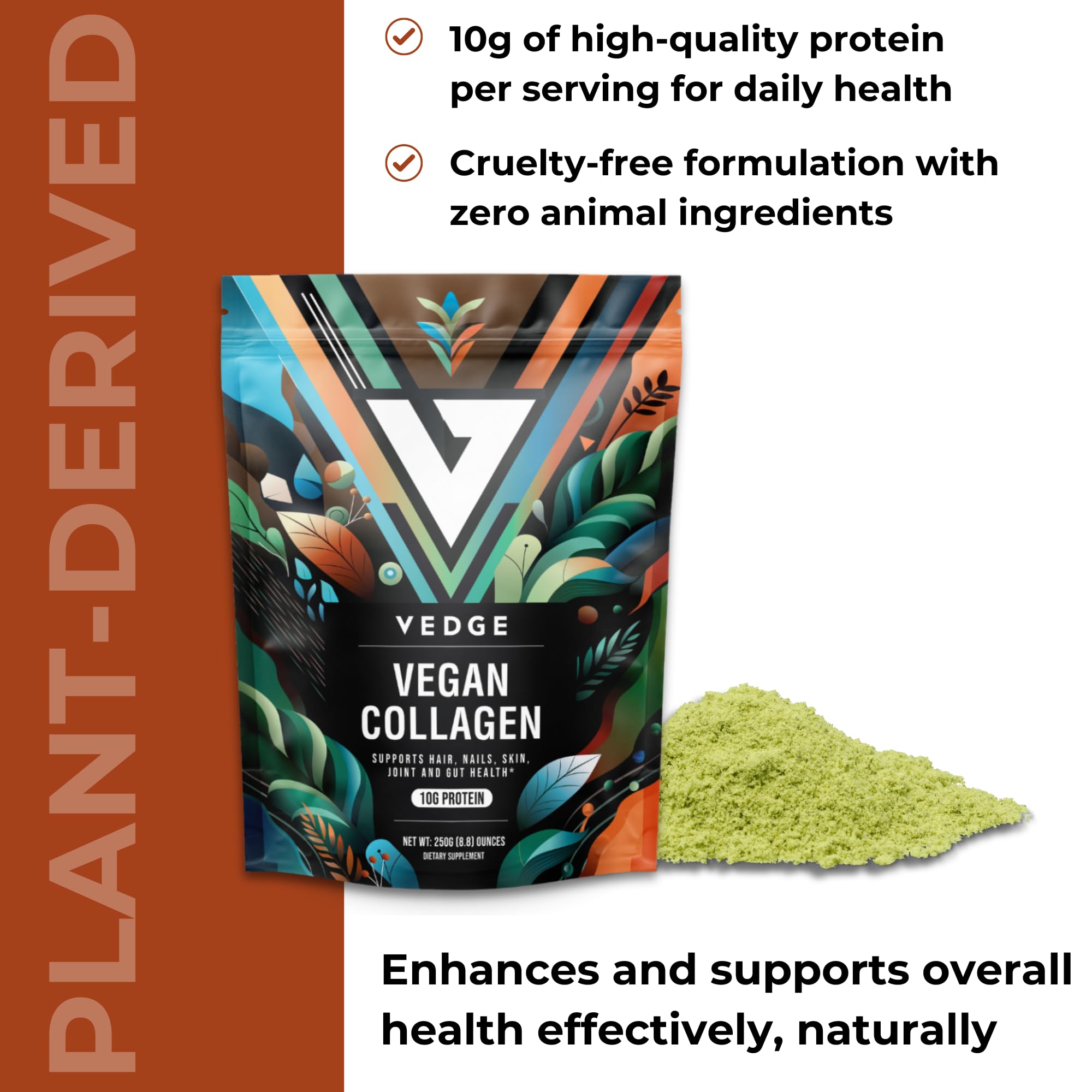 Foto 5 pulgar | Colágeno En Polvo Vedge Vegano Para El Cabello, La Piel, Las Uñas, Las Articulaciones Y El Intestino - Venta Intern