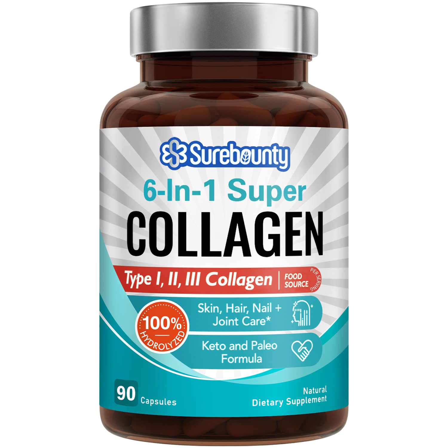 Foto 2 pulgar | Suplemento De Colágeno Surebounty Multi Collagen Complex 90 Cápsulas - Venta Internacional.