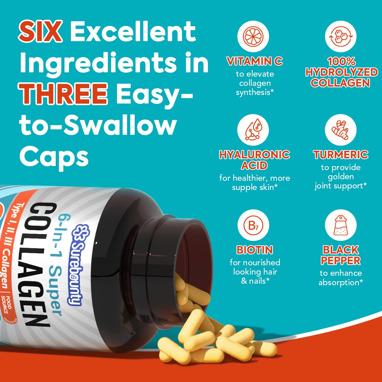 Foto 4 pulgar | Suplemento De Colágeno Surebounty Multi Collagen Complex 90 Cápsulas - Venta Internacional.
