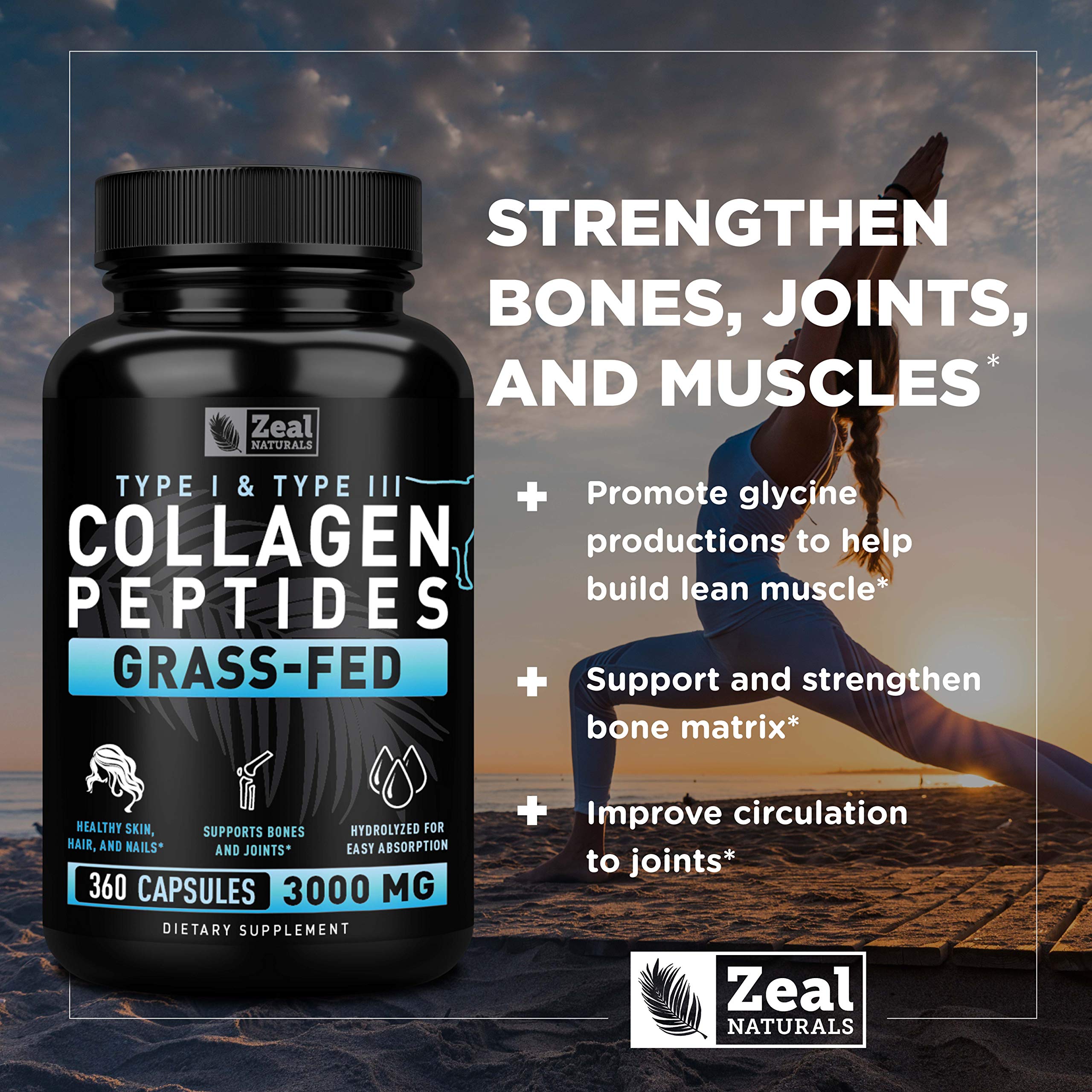 Foto 6 | Píldoras De Colágeno Zeal Naturals Collagen Peptides 360 Cápsulas - Venta Internacional.