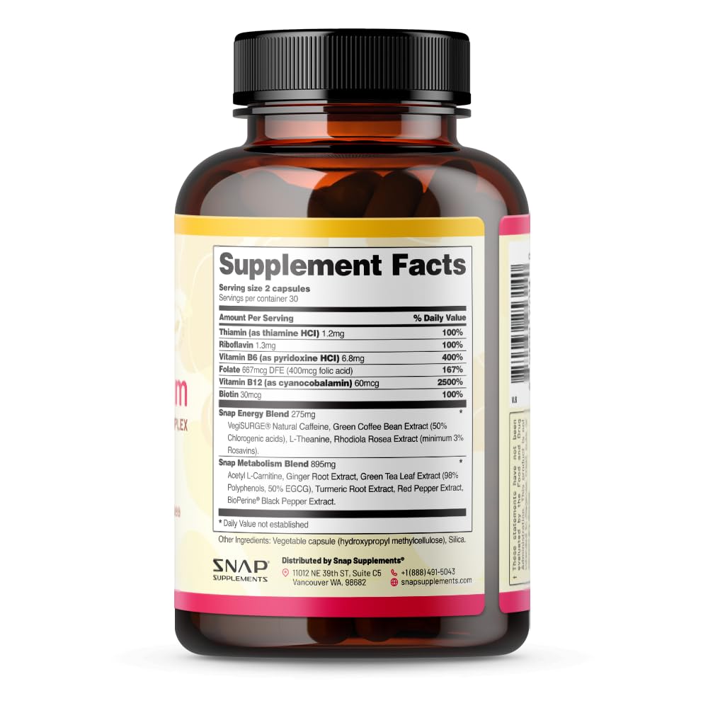 Foto 3 | Suplementos Snap Supplements Metabolism Natural Energy 60 Cápsulas - Venta Internacional