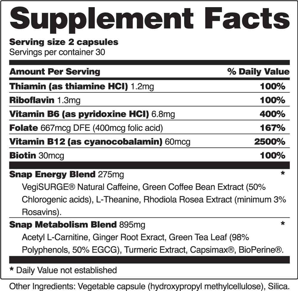 Foto 5 pulgar | Suplementos Snap Supplements Metabolism Natural Energy 60 Cápsulas - Venta Internacional