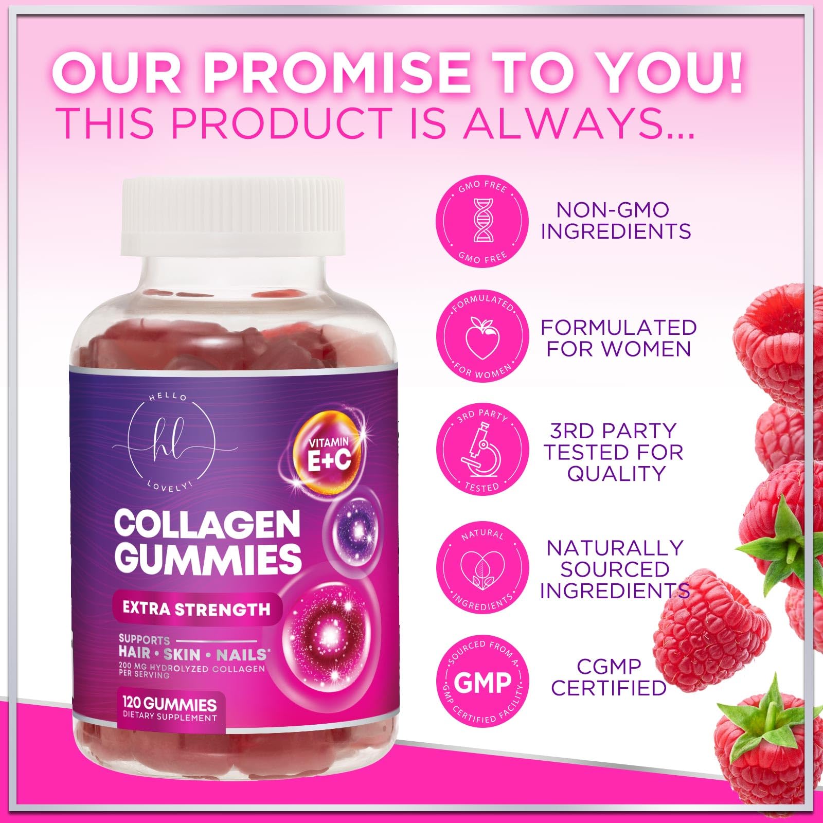 Foto 5 pulgar | Gominolas De Colágeno ¡hola, Cariño! Con Biotina Para Mujeres Y Hombres, 120 Unidades - Venta Internacional.