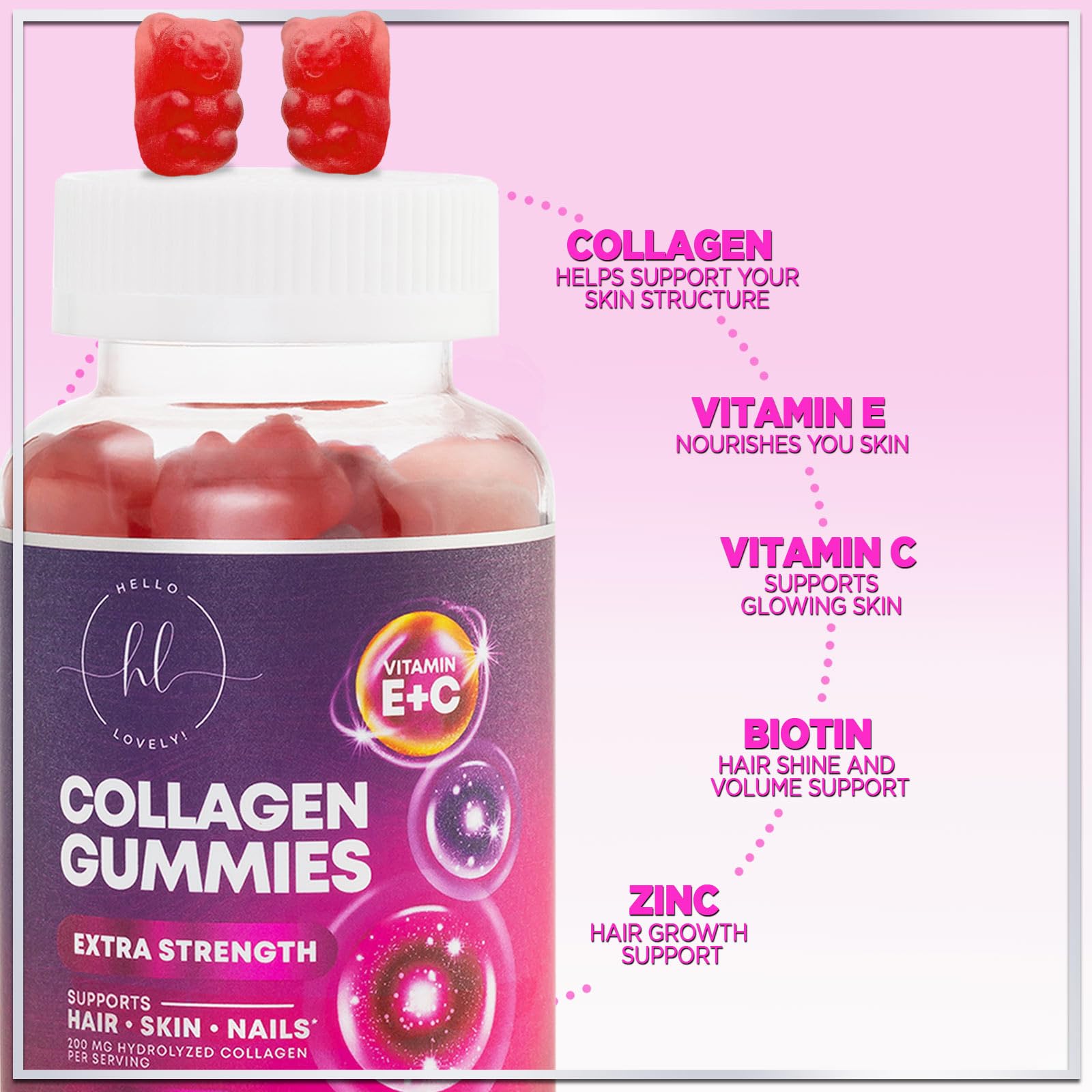 Foto 6 pulgar | Gominolas De Colágeno ¡hola, Cariño! Con Biotina Para Mujeres Y Hombres, 120 Unidades - Venta Internacional.