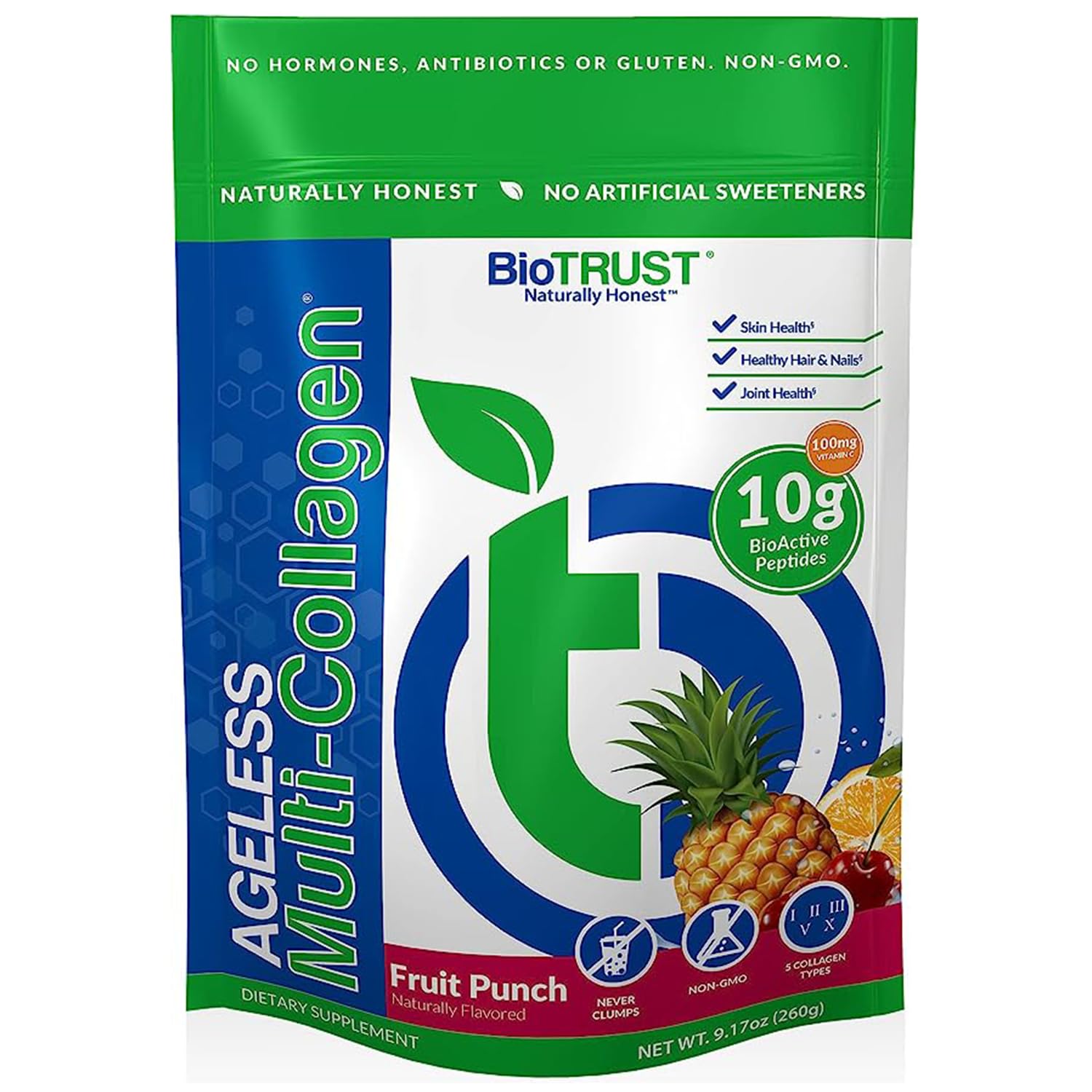 Foto 2 pulgar | Colágeno En Polvo Biotrust Ageless Multi Fruit Punch 454 G - Venta Internacional.