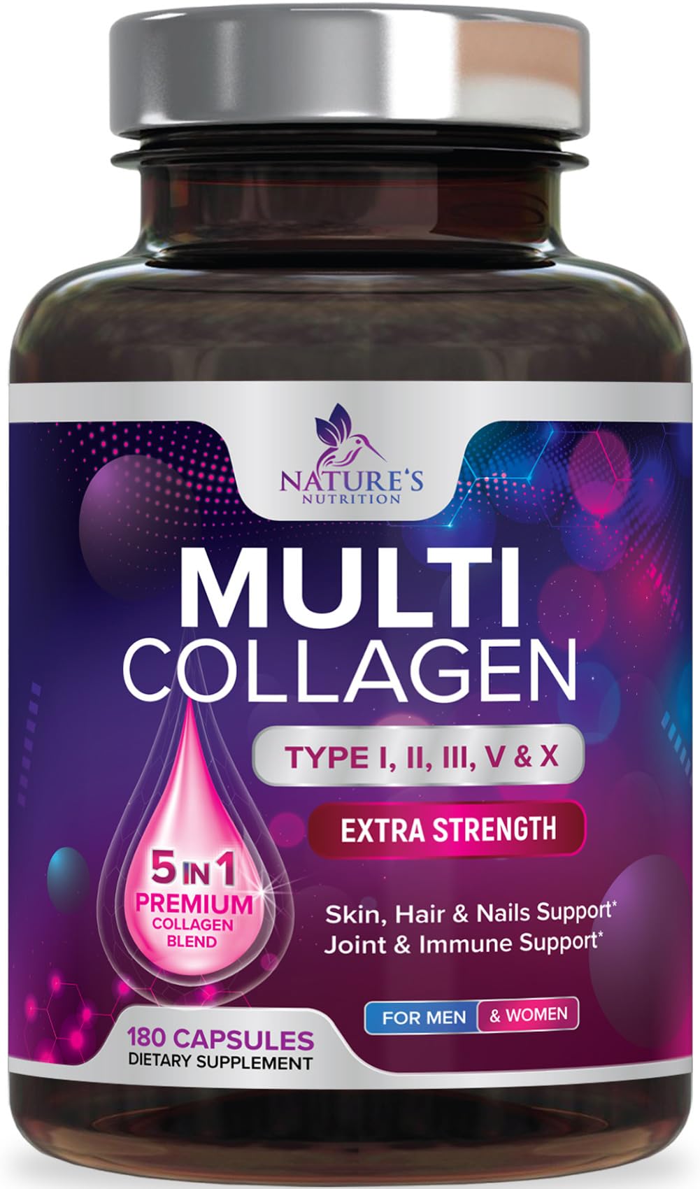 Foto 2 pulgar | Suplemento De Péptidos De Colágeno Nature's Nutrition 180 Cápsulas - Venta Internacional.